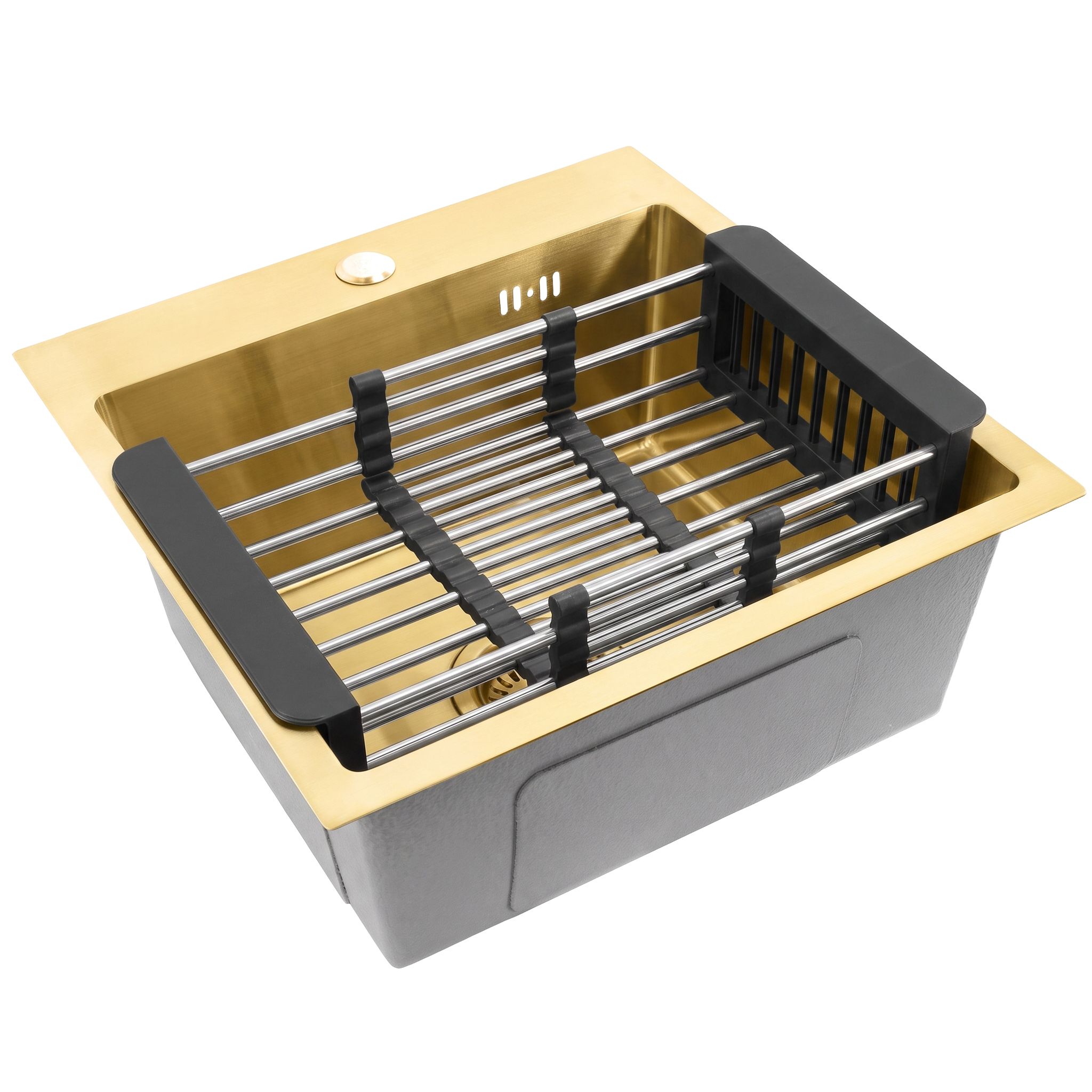 Stahlspüle Mit 3-teiligem Zubehörset Rea Leo 40 Brush Gold