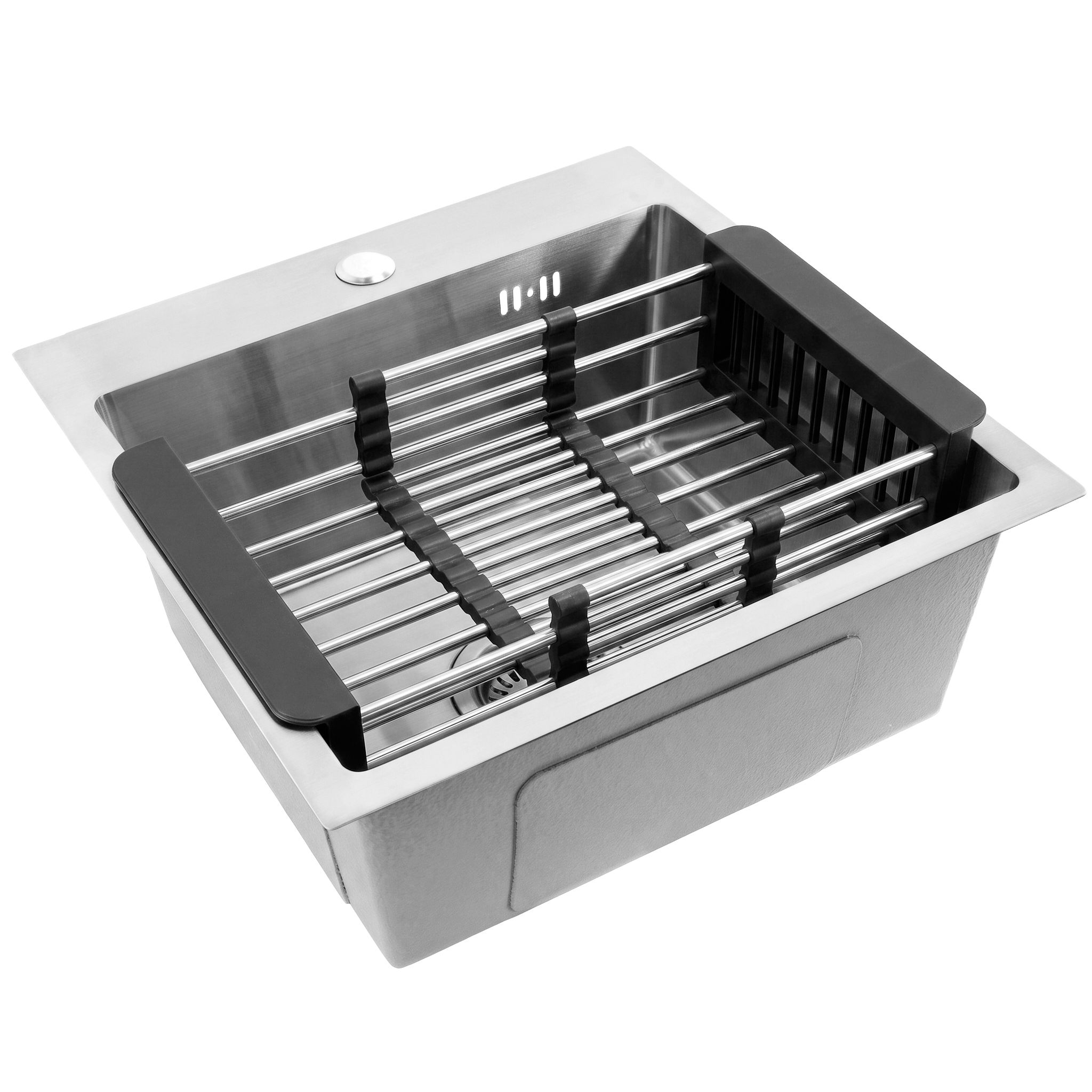 Stahlspüle Mit 3-teiligem Zubehörset Rea Leo 40 Brush Nickel