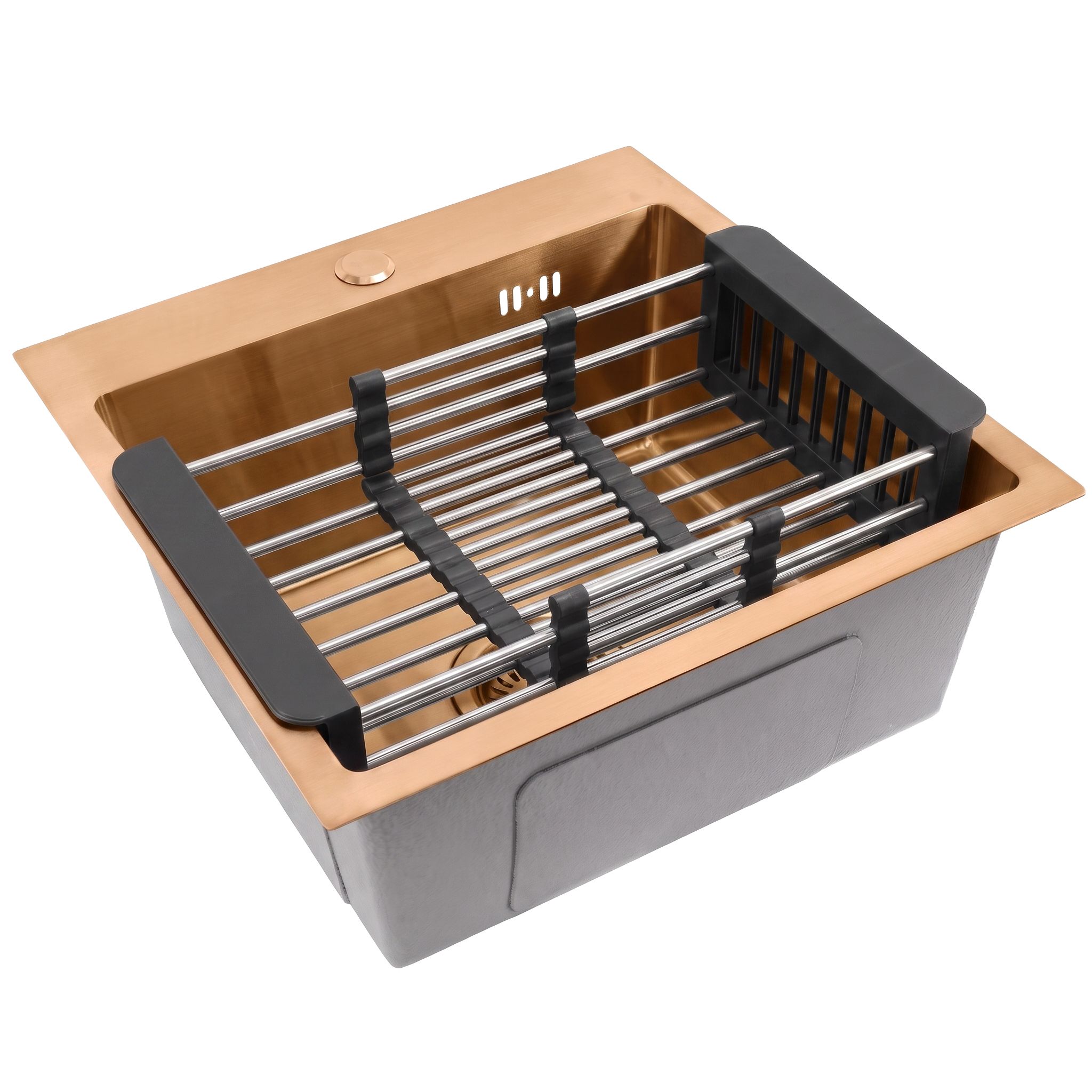 Stahlspüle Mit 3-teiligem Zubehörset Rea Leo 40 Brush Copper