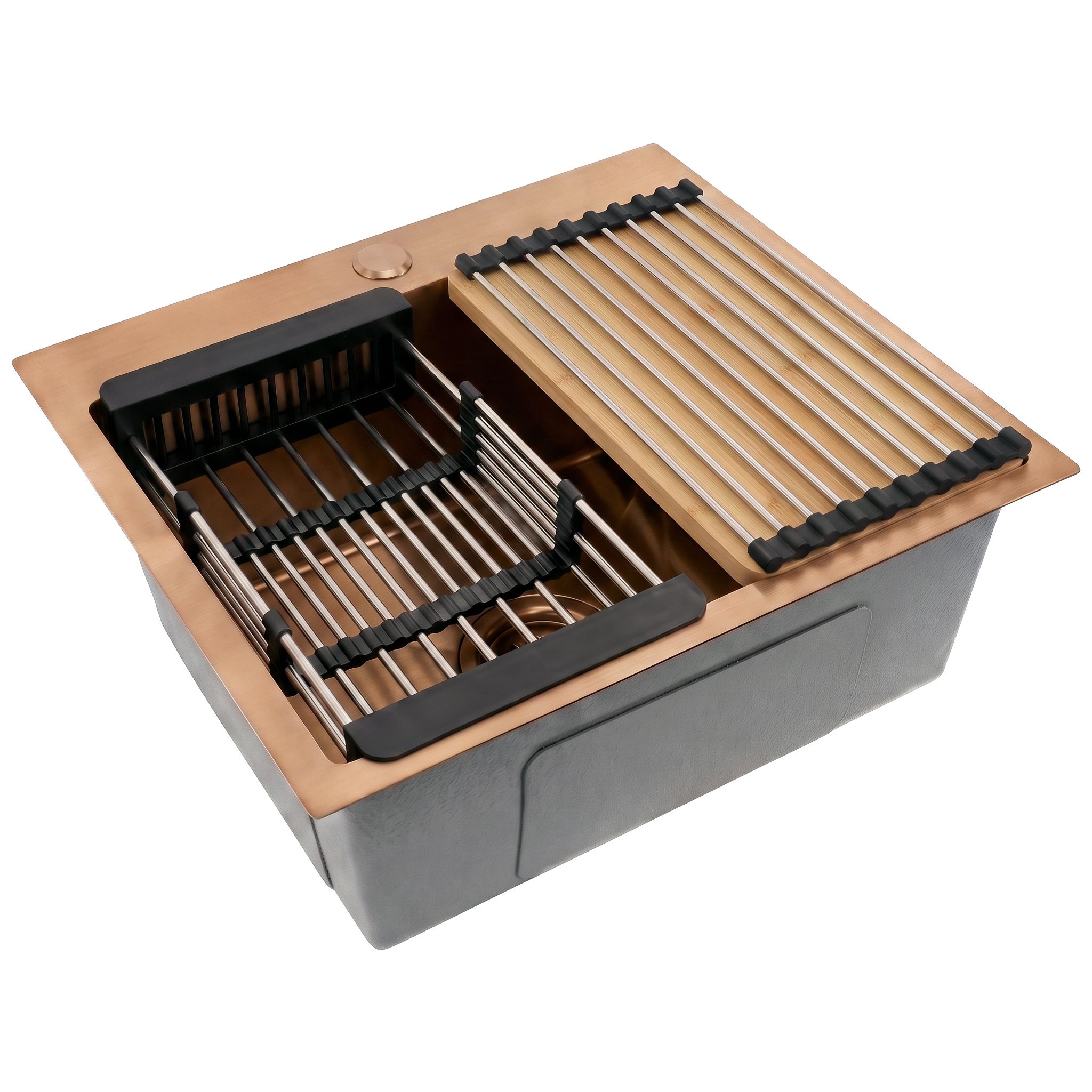 Stahlspüle Mit 3-teiligem Zubehörset Rea Leo 50 Brush Copper