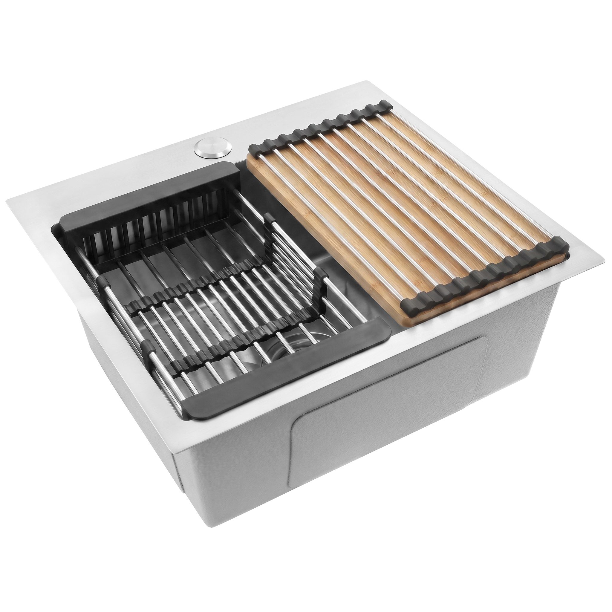 Stahlspüle Mit 3-teiligem Zubehörset Rea Leo 50 Brush Nickel