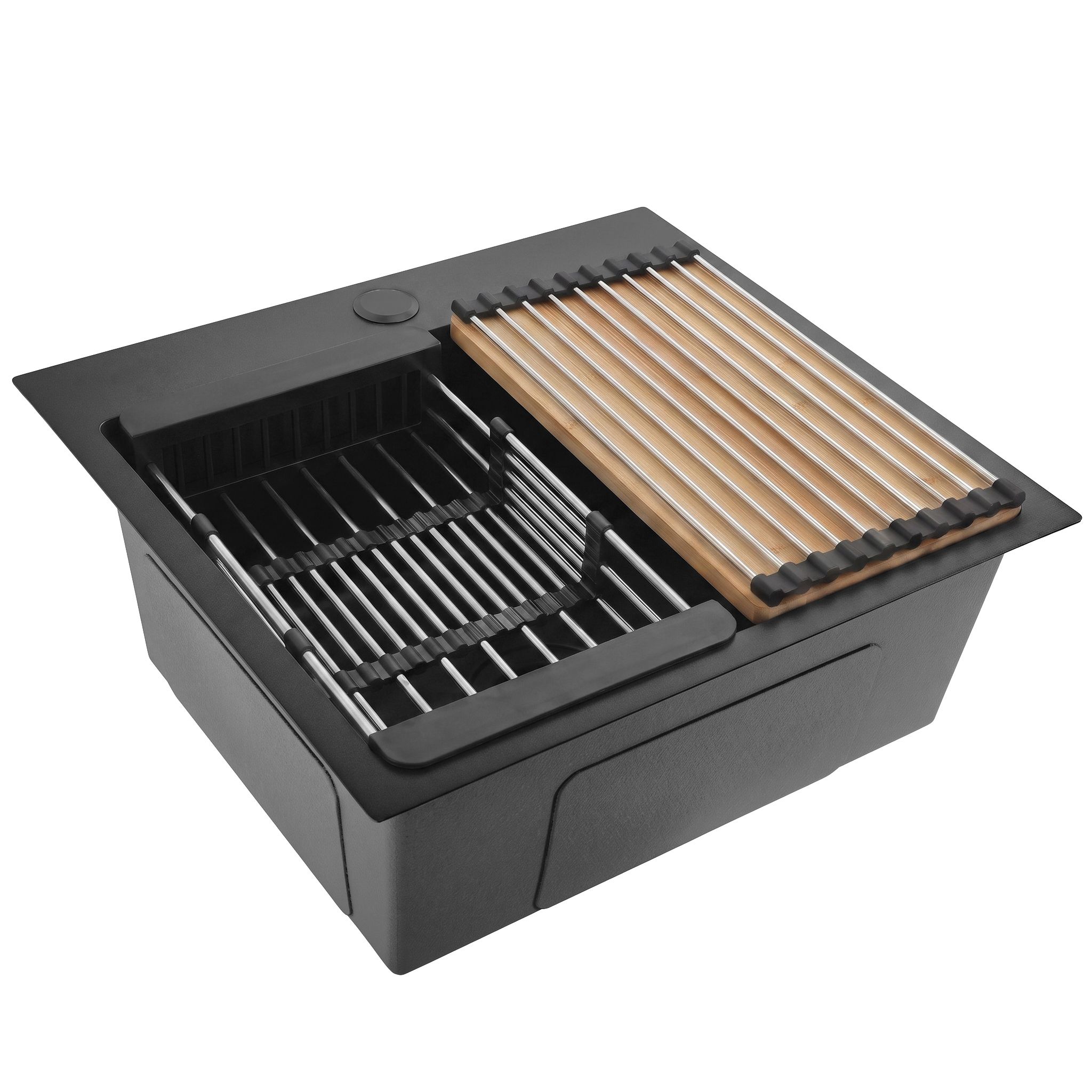 Stahlspüle Mit 3-teiligem Zubehörset Rea Leo 50 Black
