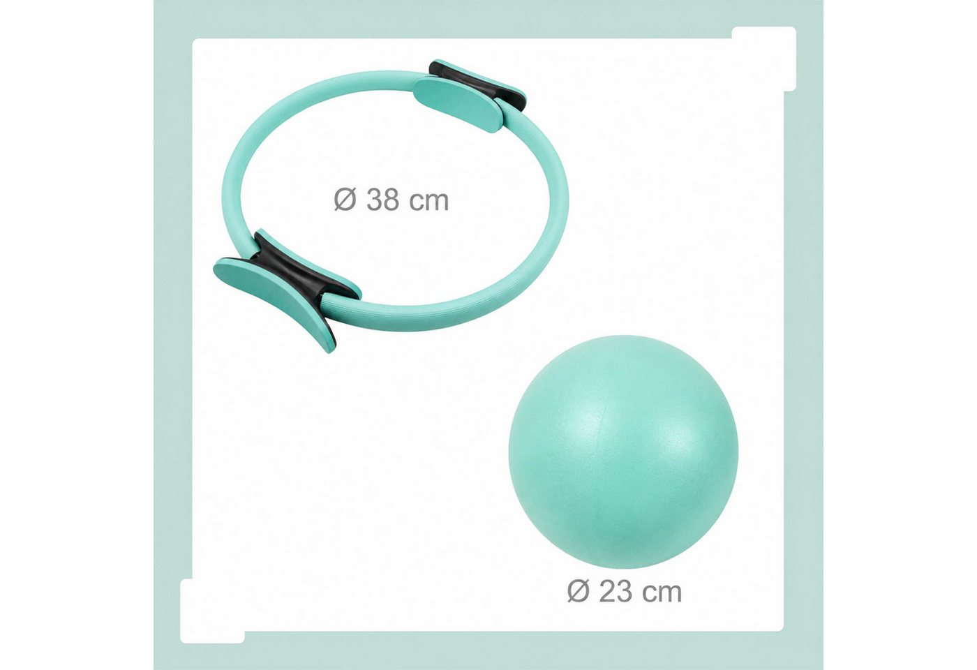 Relaxdays Pilates Set, 11-teilig, Ring, Ball, 4 Widerstandsbänder, 2 Hanteln, Tasche, Pilateszubehör Für Zuhause, Grün Bild 5