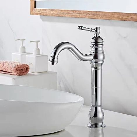 360° Drehbare Waschtischarmatur Für Bad Und Waschbecken, Einloch-hebelarmatur, Chrom, 30 Cm