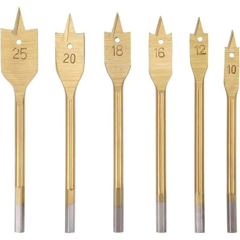 Flachbohrer Für Holzbohrmaschinen, Flachbohrer 10, 12, 16, 18, 20, 25 Mm, Sechskantschaft Für Holzbearbeitung, Heimwerker-schneidwerkzeug, Hss 6-in-1-set