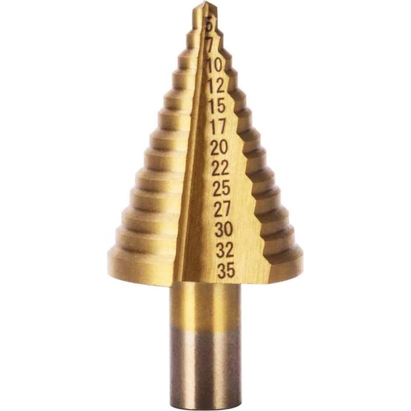 Hss-stufenbohrer, Stufenbohrer (5 Mm–35 Mm), Konisch Dreieckig, Mit Titanbeschichtung, Zum Bohren In Stahl, Messing, Holz Und Kunststoff