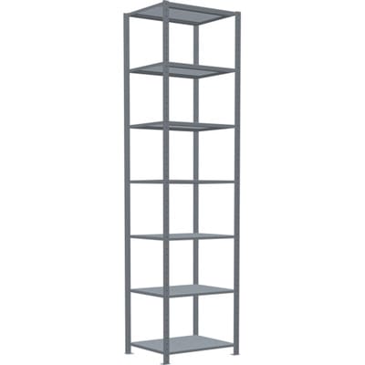 Schulte Grundregal "Steckregal MULTIplus150", 3000 x 750 x 600 mm Abmessung, 7 Fachböden, Kreuzstrebe verzinkt