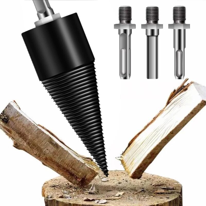 Holzspalterbohrer, Holzspalterbohrer-set, Brennholz-holzspalterbohrer Mit 3 Bohrgriffen (42 Mm)