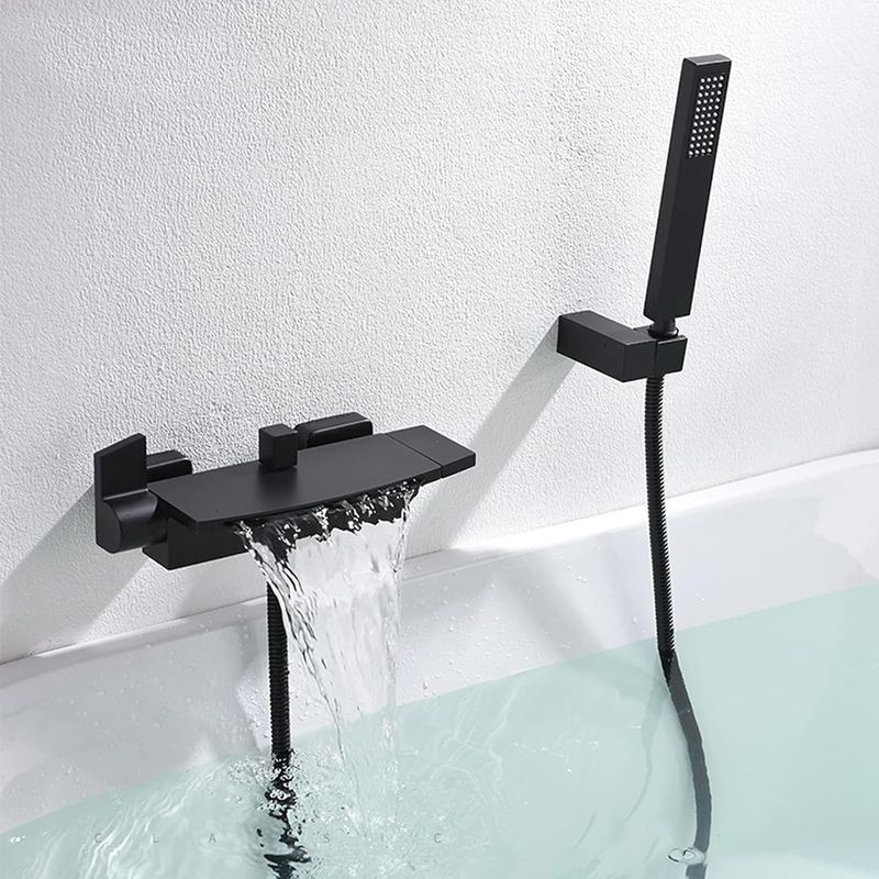 Schwarze Wasserfall-wandbadarmatur, Wandarmatur Für Badezimmer, Badarmatur Mit Handbrause, Badmischer