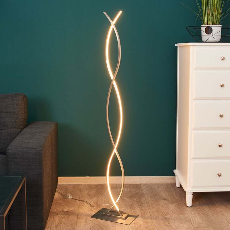 [gebraucht] B-ware Lindby Stehleuchte Bobi Led Lampe Leuchte Dimmbar Nickel Matt 138cm Hoch 24w
