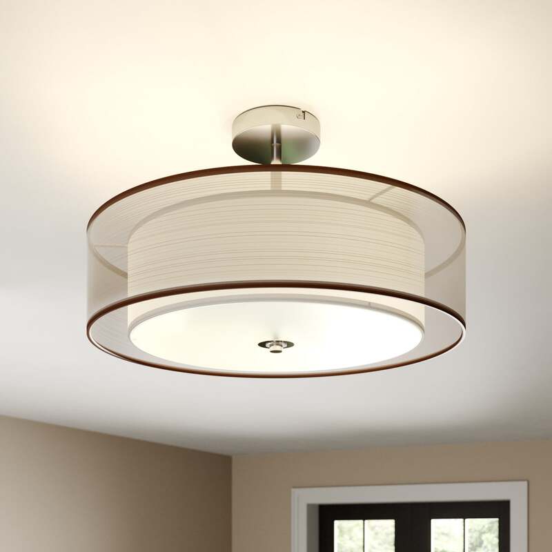 [neuwertig] B-ware Lindby Deckenleuchte Pikka Led Lampe Leuchte Dimmbar Braun Ø50cm Chrom 80w