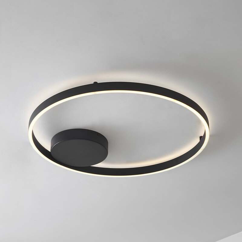 [neuwertig] B-ware Lucande Smart-led-deckenleuchte Moise Schwarz 42w Dimmbar Wlan Tuya 60cm