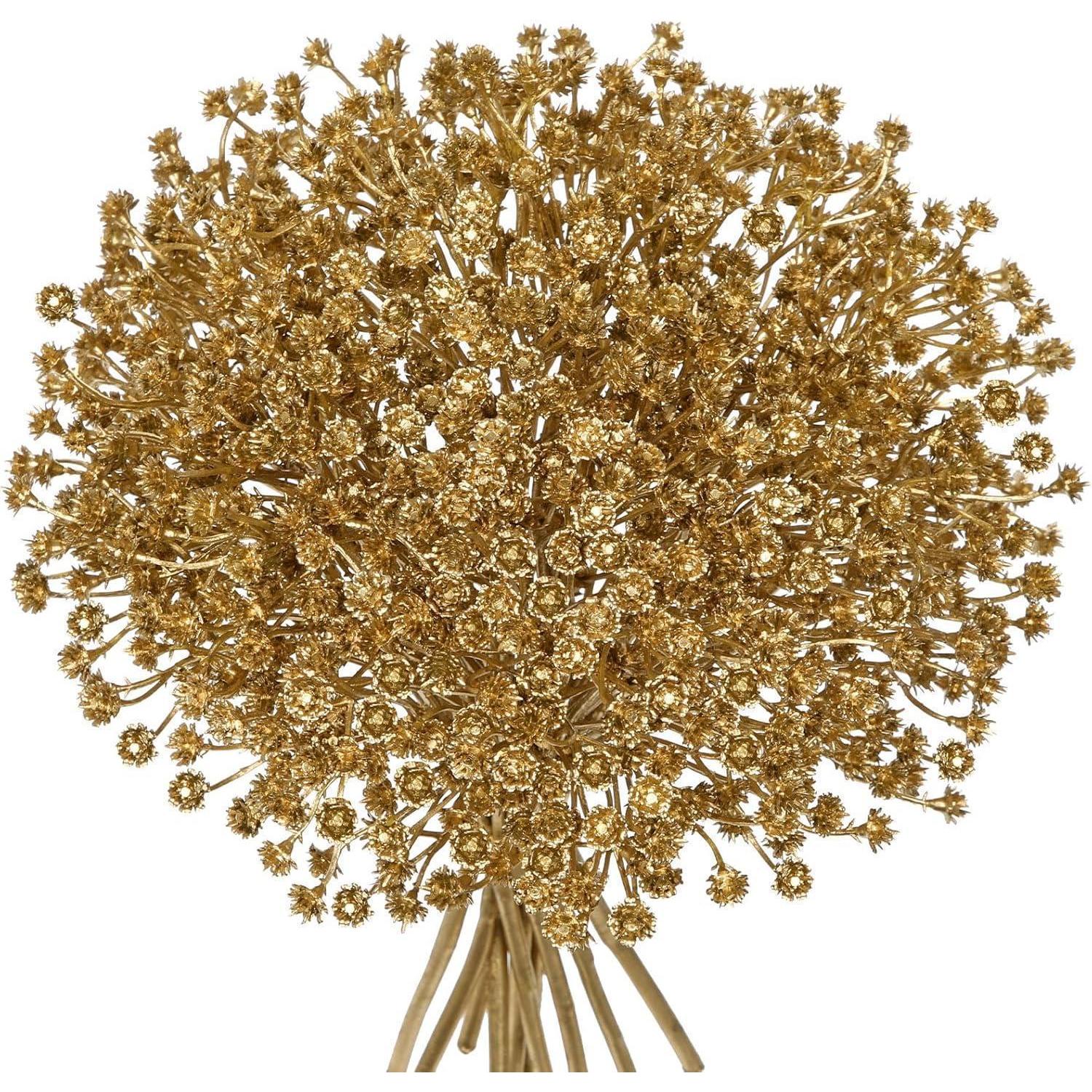 10x Künstliche Schleierkraut Blumen Gold 25cm Kunstblumen Für Hochzeit & Deko