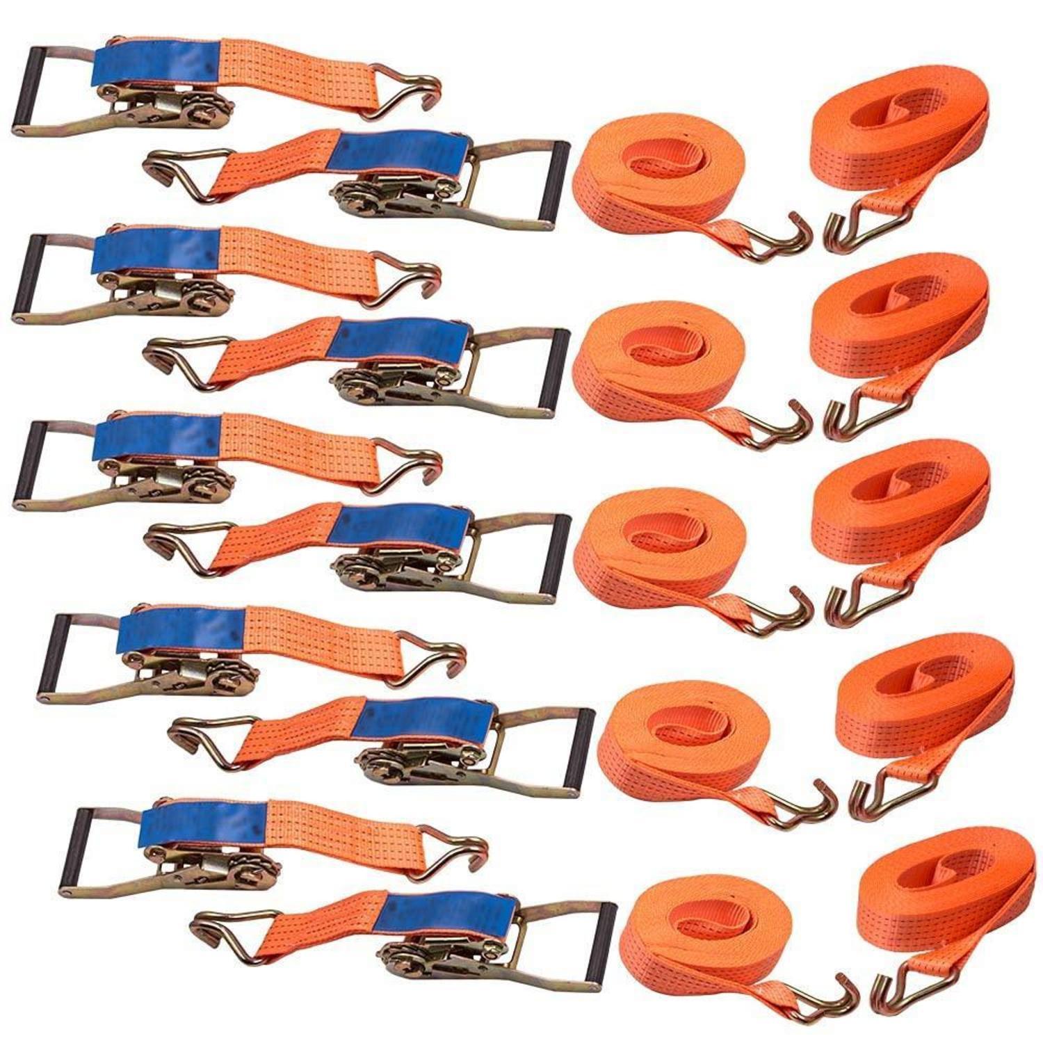 10x Spanngurte Mit Ratsche 6m 5t 50mm Zweiteilig Mit Haken Ladungssicherung