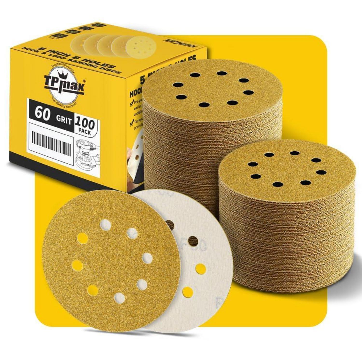 125mm Schleifscheiben 8 Loch Klett P60 Körnung 100er Pack Für Exzenterschleifer