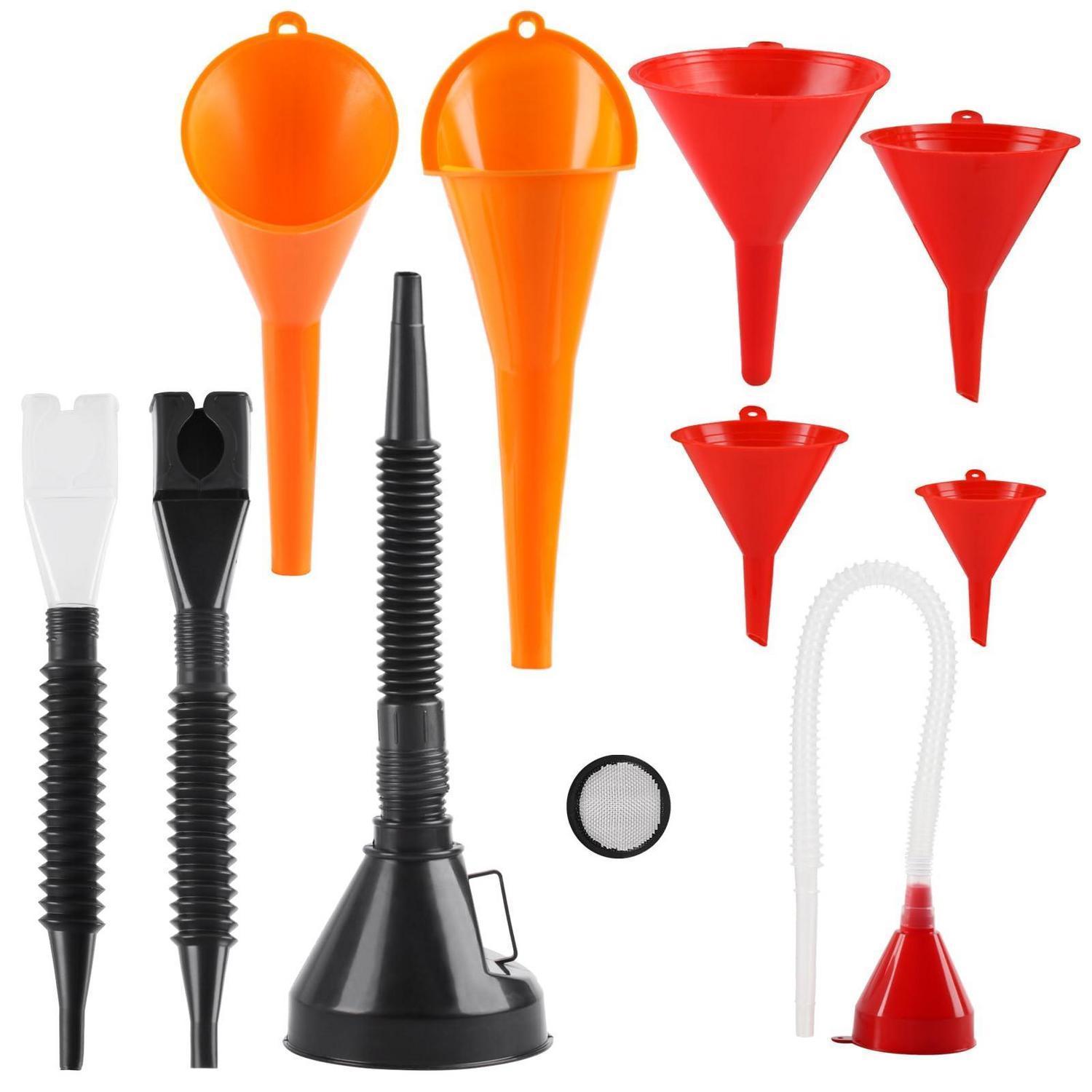 10er Kfz Trichter Set Mit Langem Hals, Flexibel, Für Öl, Kühlmittel, Benzin