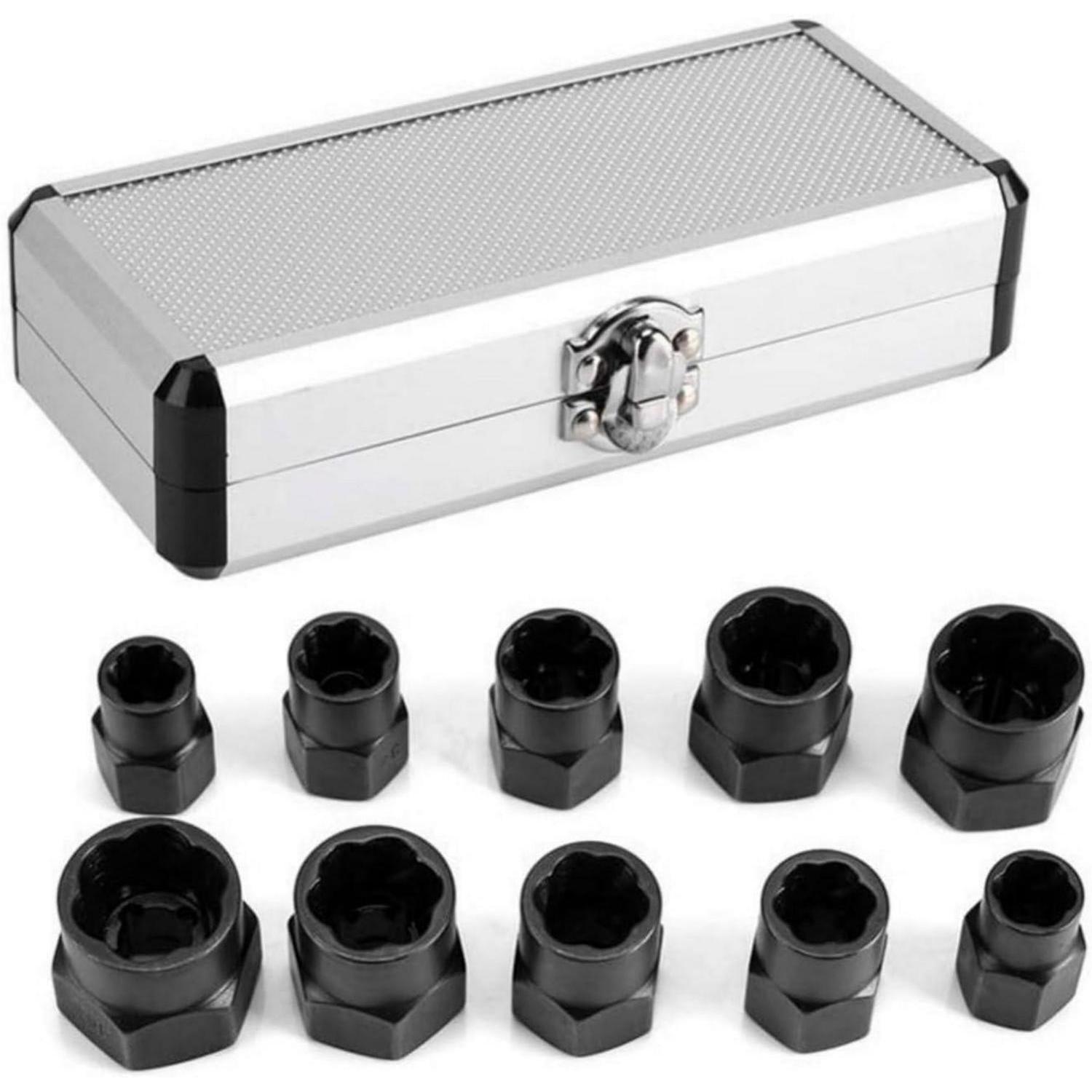 10-tlg. Bolzenausdreher-set (9-19 Mm) Mit Spiralprofil Für Beschädigte Schrauben