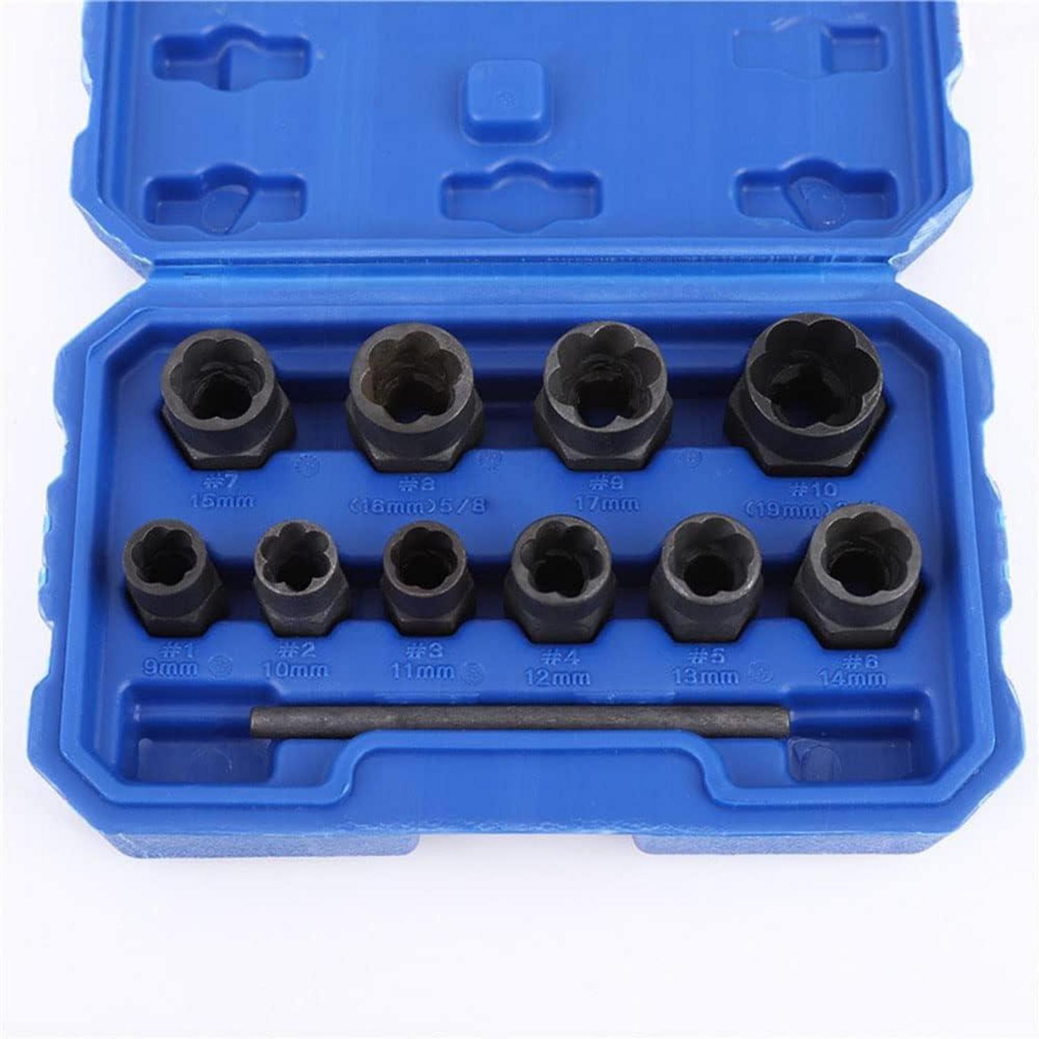 11-tlg. Schraubenausdreher-set 9-19mm Mit Stanzstange Für Beschädigte Schrauben