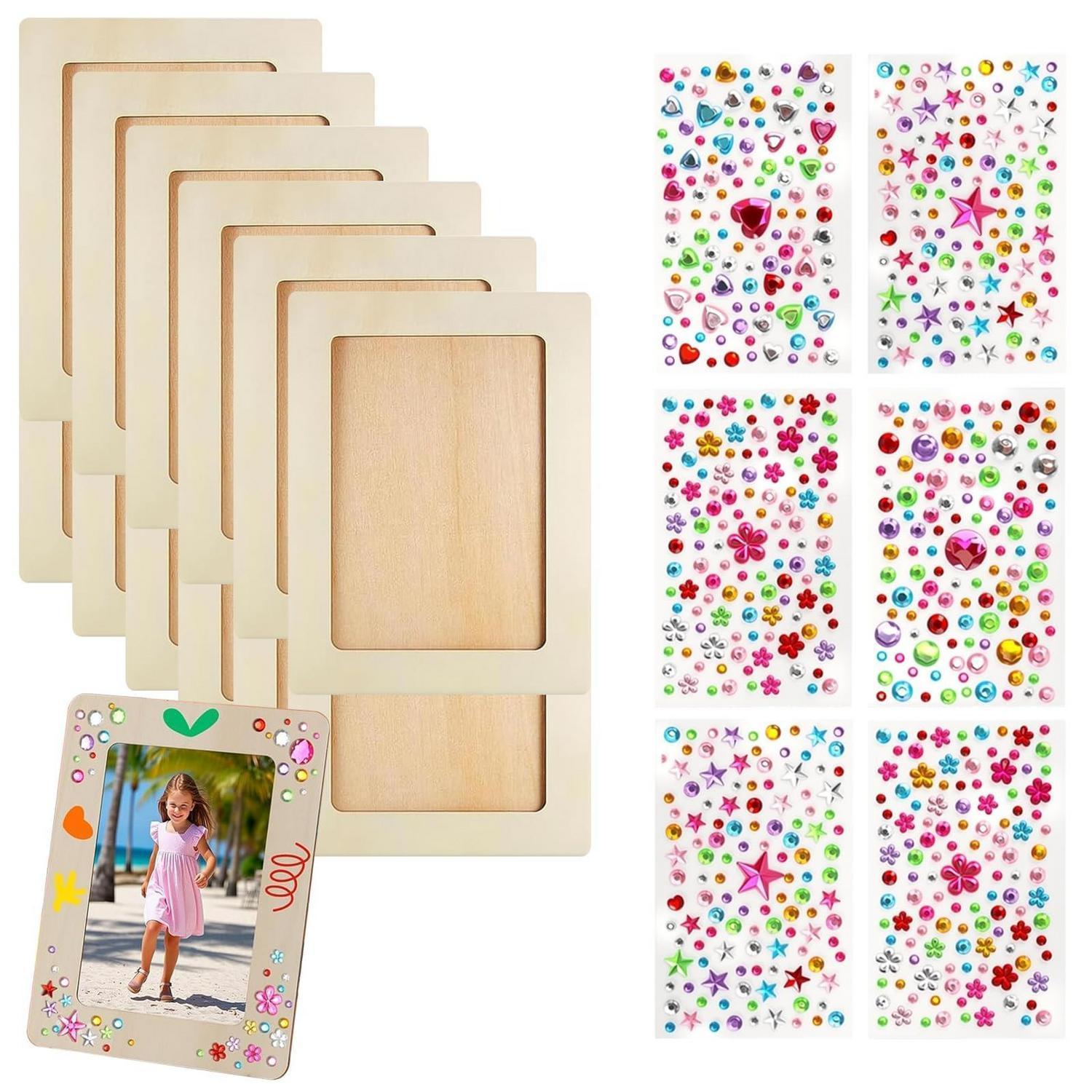 12er Set Holzbilderrahmen 14x19 Cm Zum Bemalen Mit Glitzersteinen Diy Bastelset
