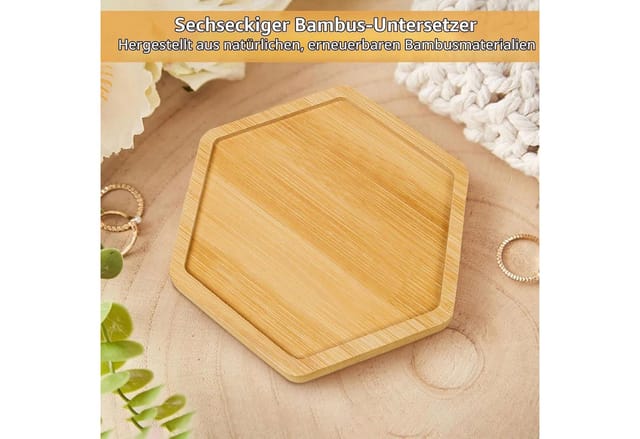 12er Set Bambus Untersetzer 10cm Sechseckig Für Diy Basteln & Deko