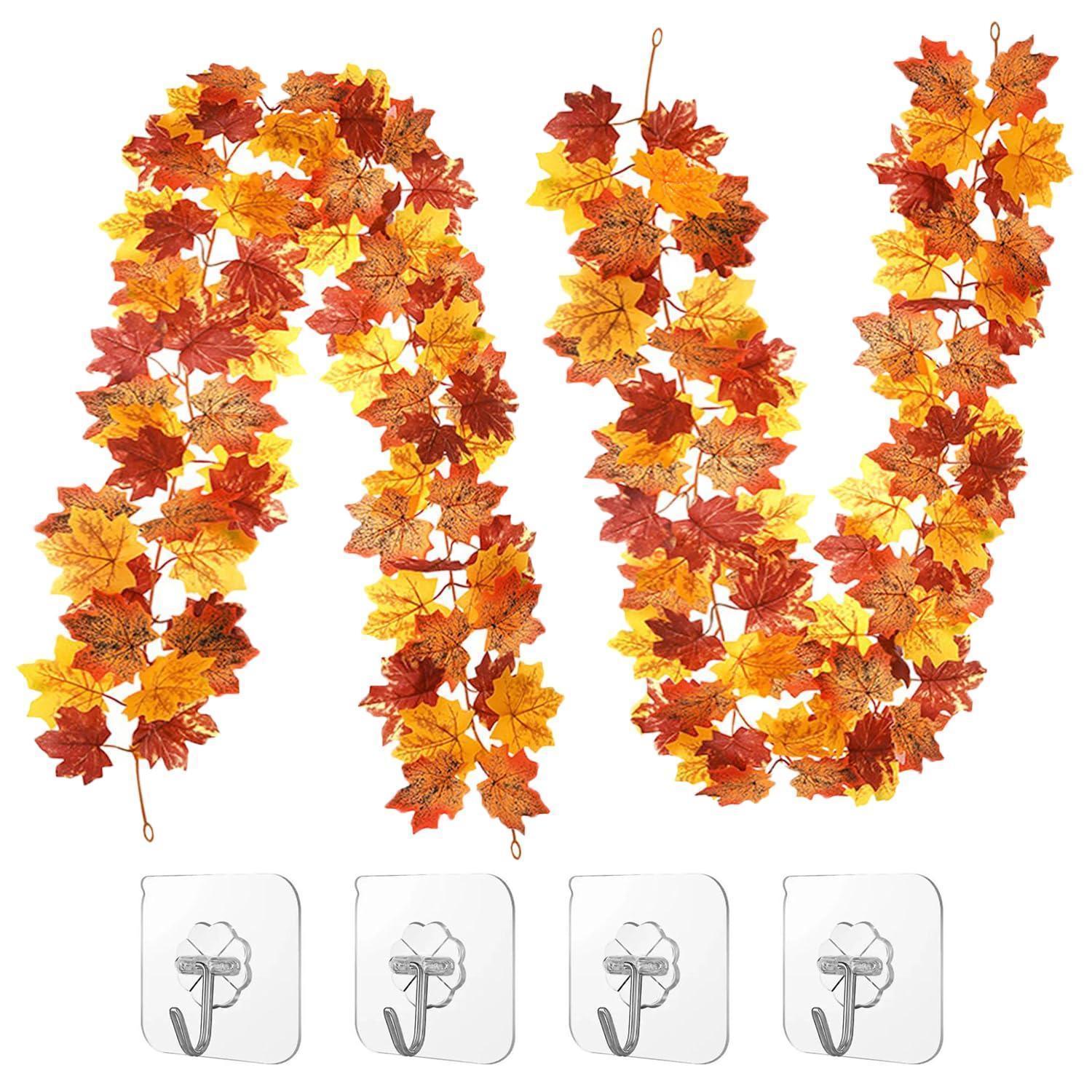 2er Set Künstliche Ahornblatt Girlande, 178cm Herbst Deko Mit Haken