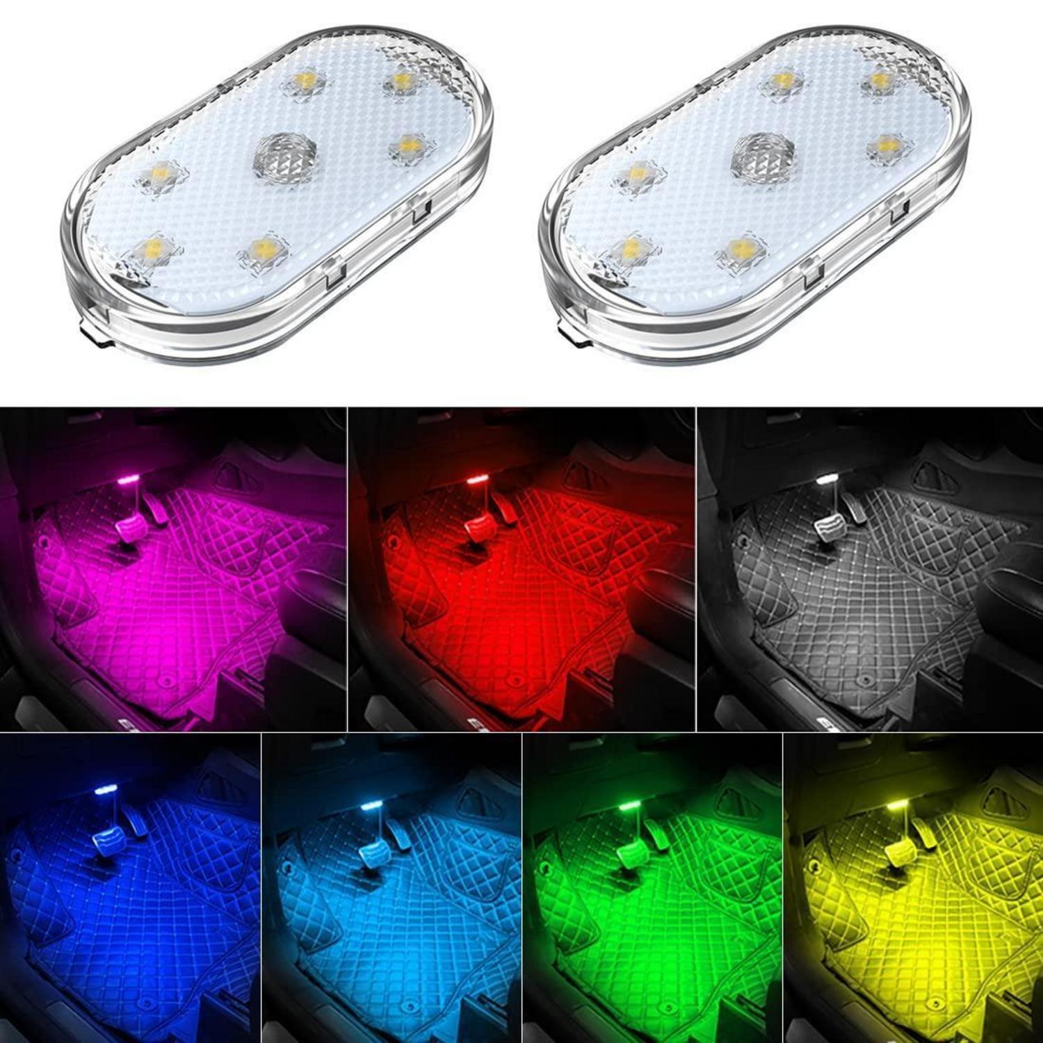 2er Set Auto Led Innenbeleuchtung, 7 Farben, Usb Wiederaufladbar