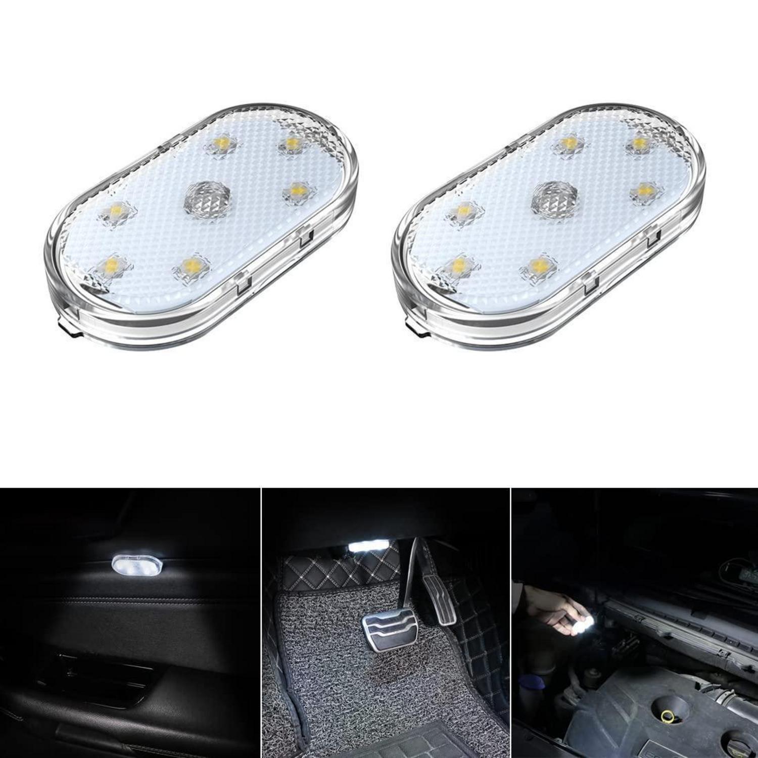2er Set Auto Led Innenbeleuchtung, Usb Wiederaufladbar, Touch-leuchte, Weiß