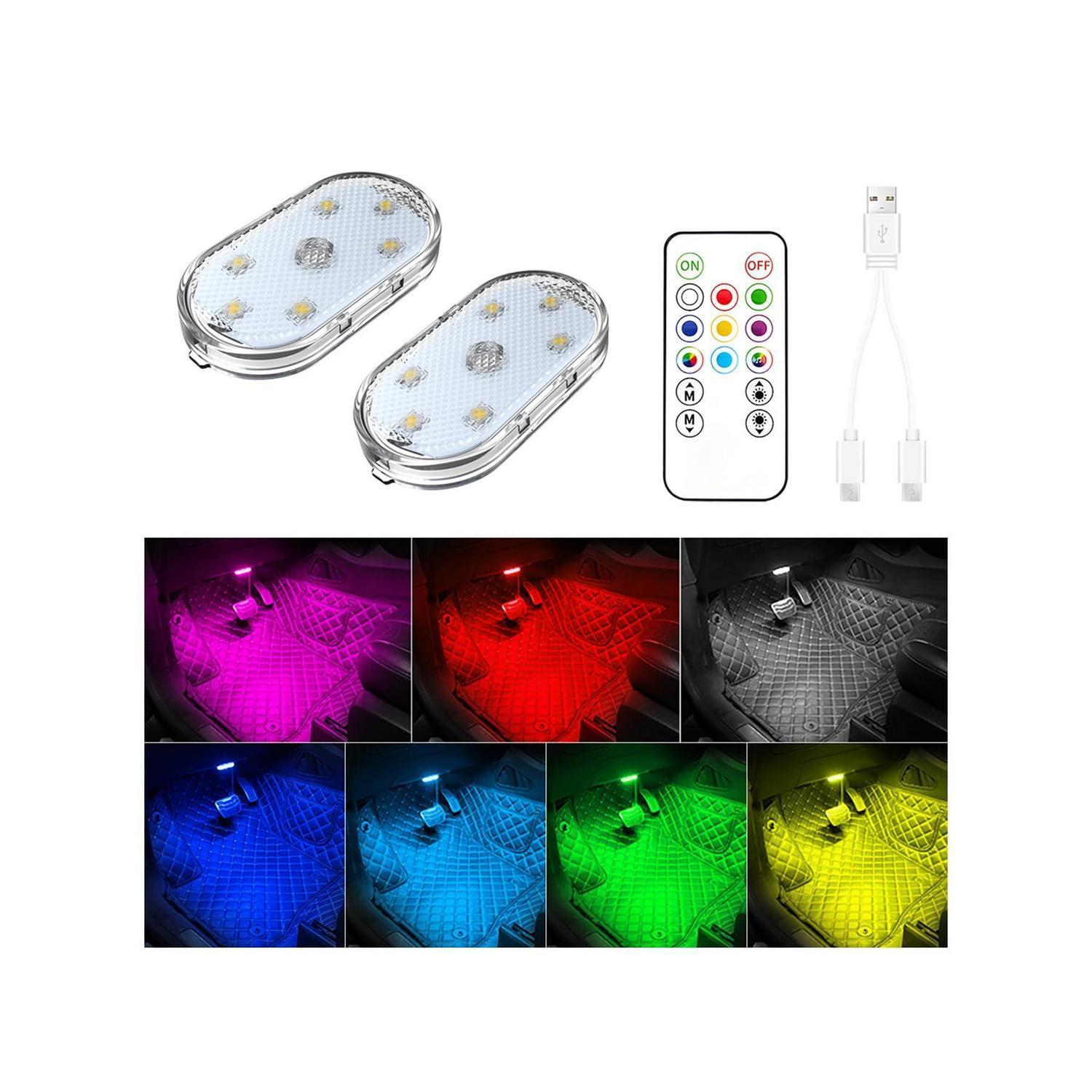 2er Set Auto Led Innenbeleuchtung Mit Fernbedienung, 7 Farben, Wiederaufladbar