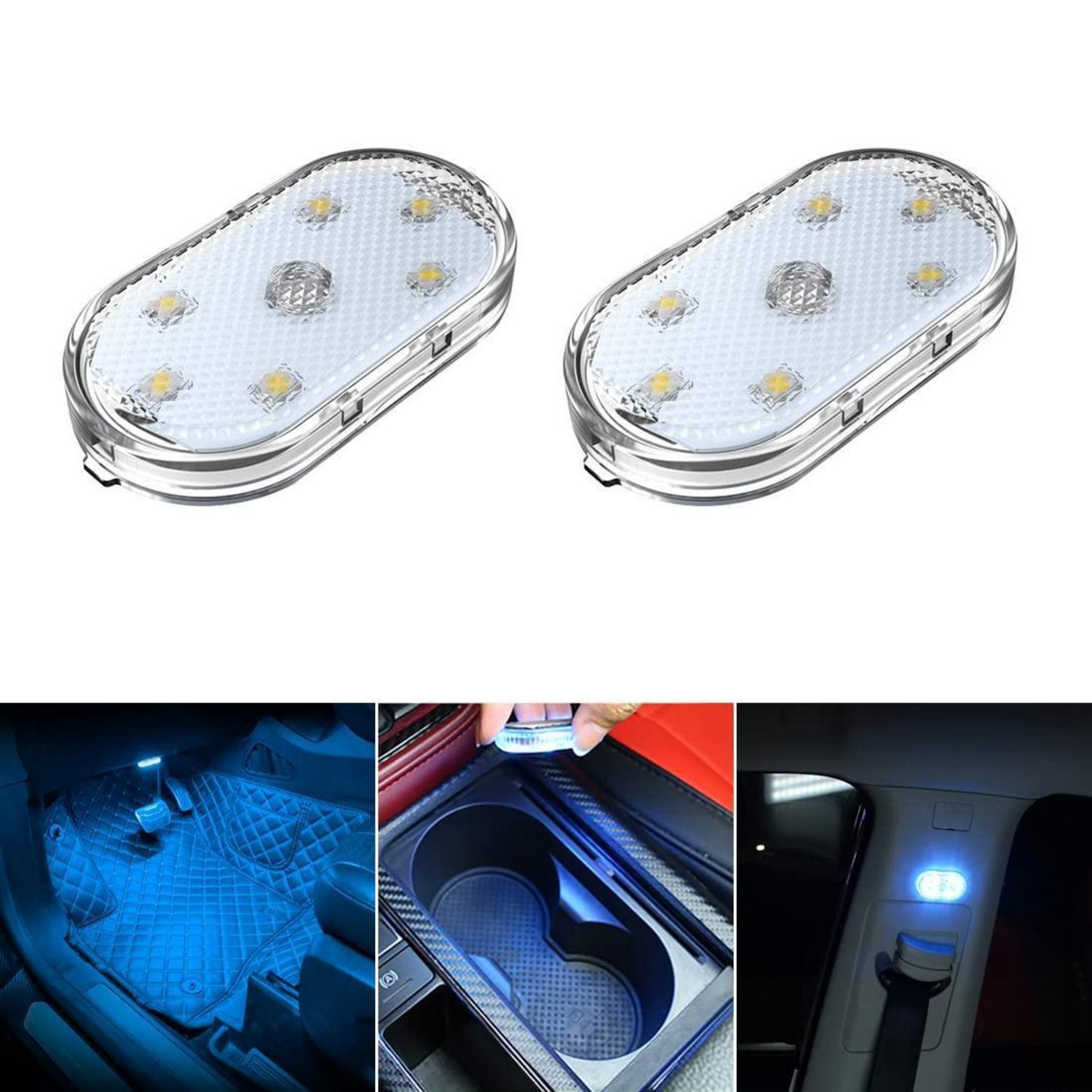 2x Led Auto Innenbeleuchtung Eisblau, Usb Wiederaufladbar, Touch Leuchte