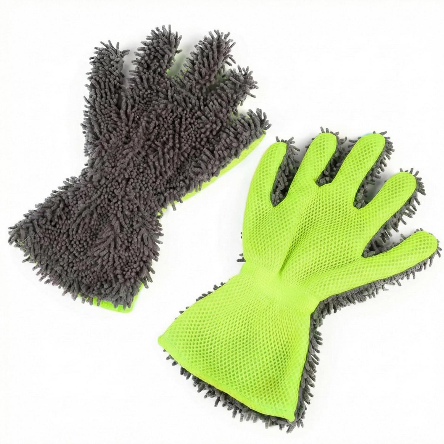 2er Set Mikrofaser Waschhandschuh Für Auto & Haushalt, Chenille, Saugstark