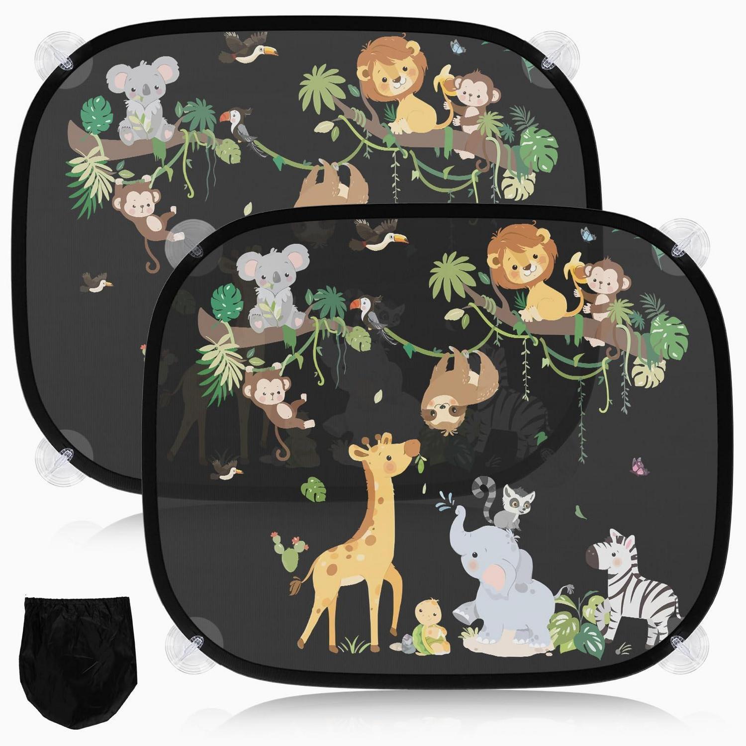 2er Set Sonnenschutz Auto Baby Mit Uv-schutz Und Tier-motiv, 45x36.5cm