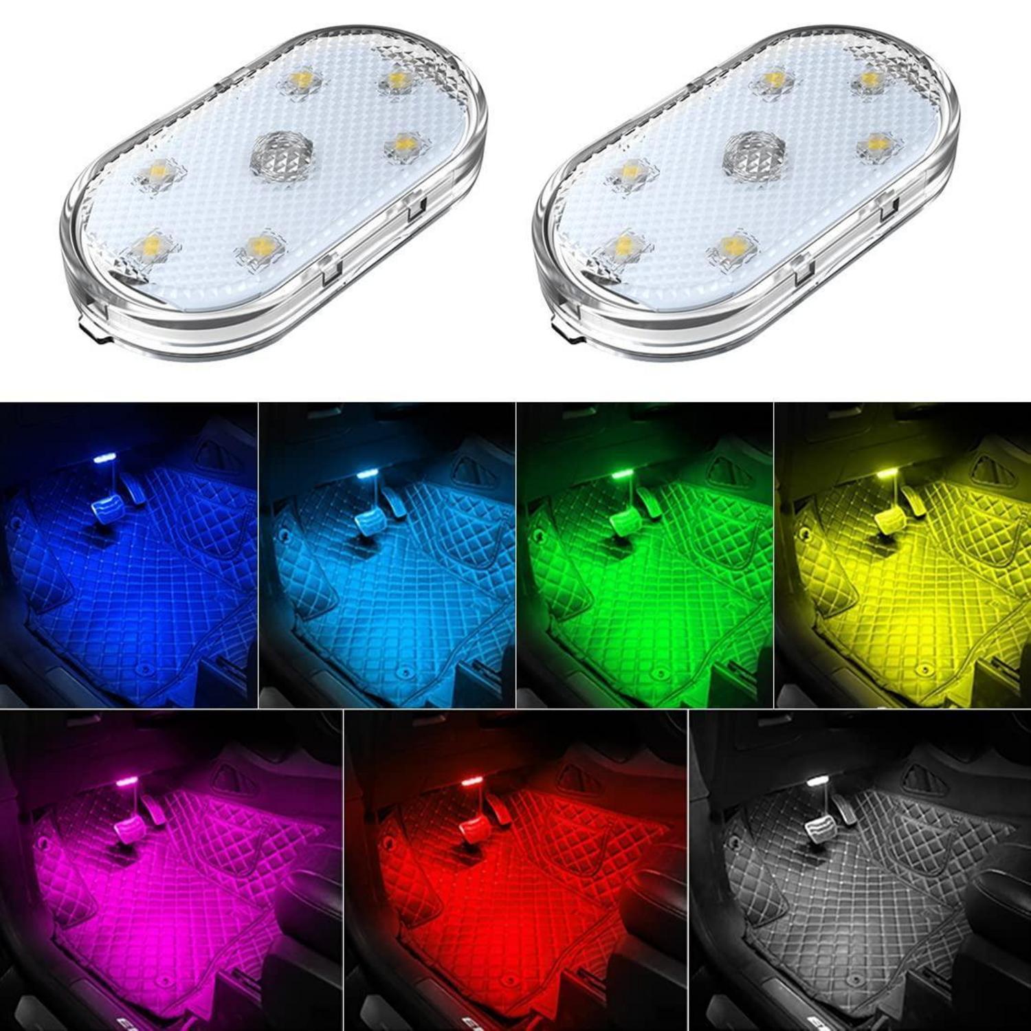 2er Set Auto Led Innenbeleuchtung, 7 Farben, Sound Control, Usb Wiederaufladbar