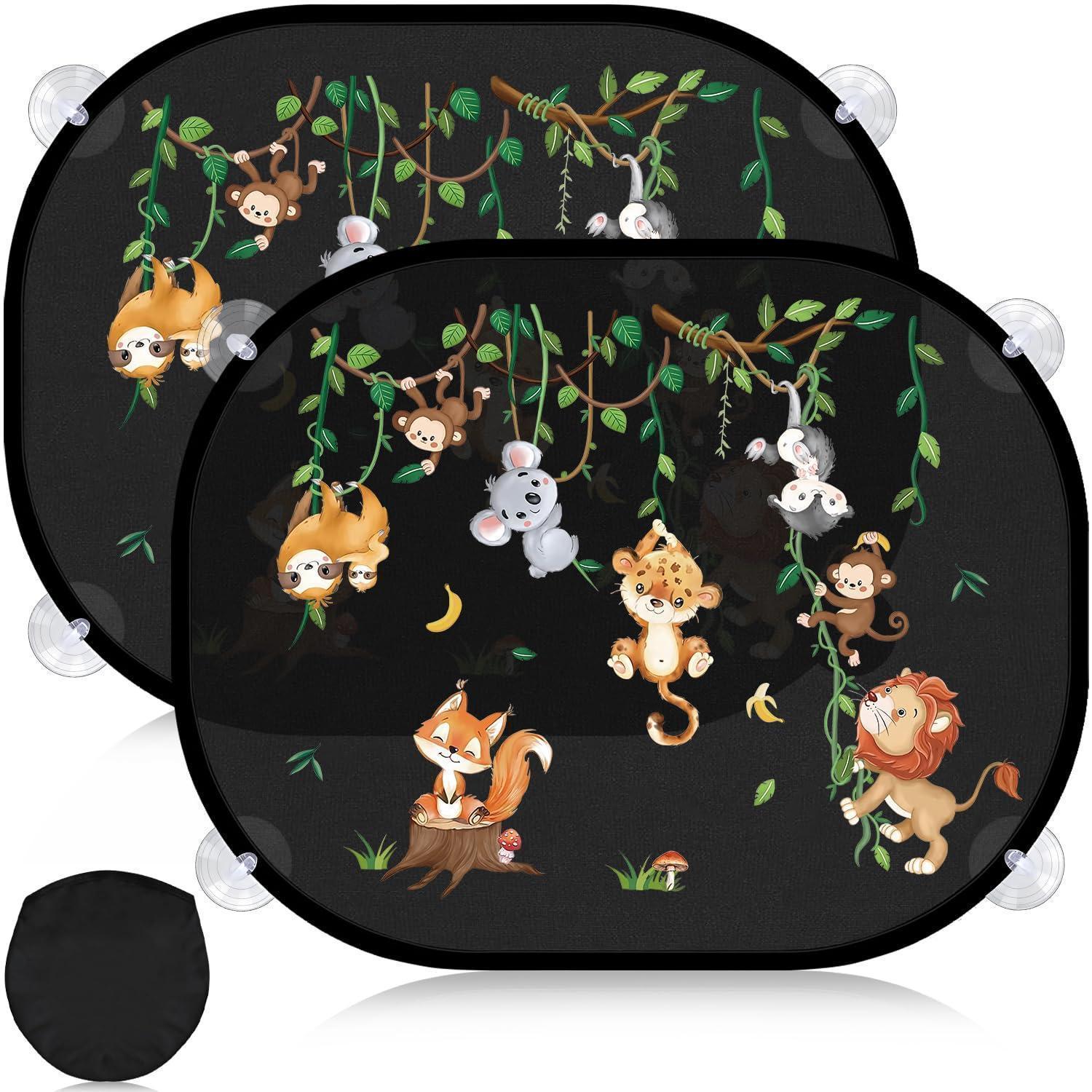 2er Set Sonnenschutz Auto Baby Mit Uv Schutz, 44x36.5 Cm, Tier Motive