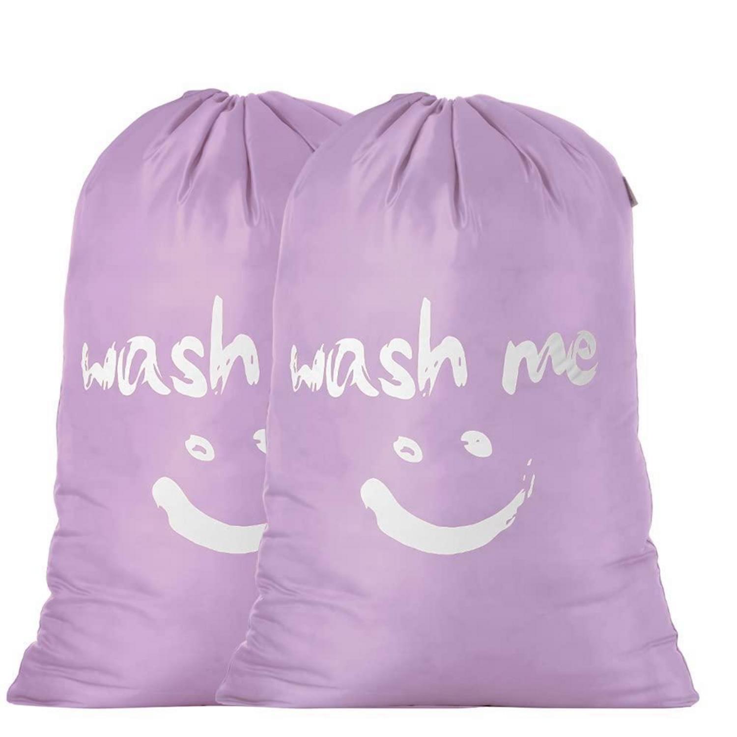 2er Pack Wäschesäcke 120l Groß Faltbar Mit Kordelzug Violett