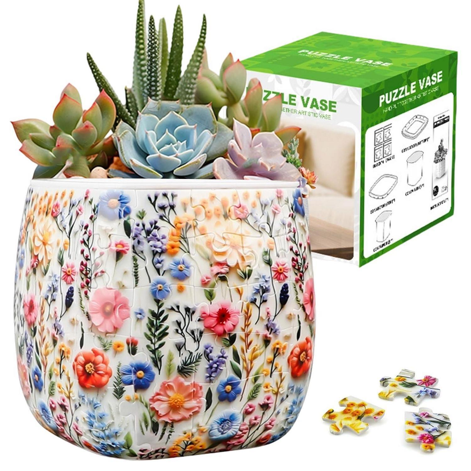 3d Puzzle Blumentopf Mit Doppelschicht, 96 Teile Diy Pflanztopf Für Sukkulenten