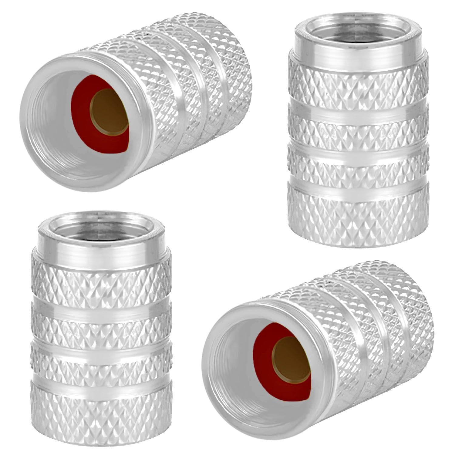 4x Aluminium Reifenventilkappen Mit Dichtung, Silber, Universell Für Auto, Lkw, Motorrad