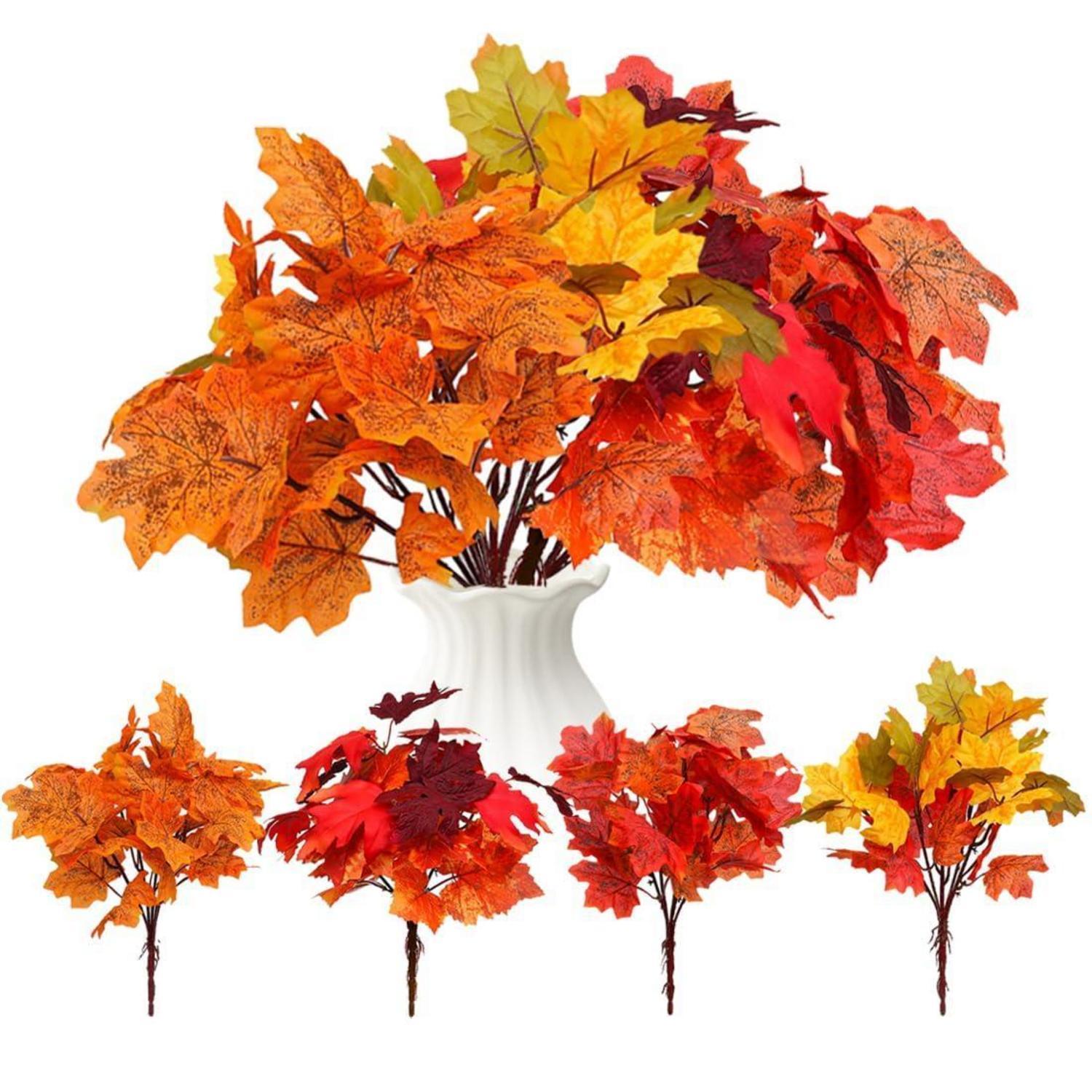 Künstliche Herbststräuße Ahornblätter 4er Set 35cm Für Tischdeko