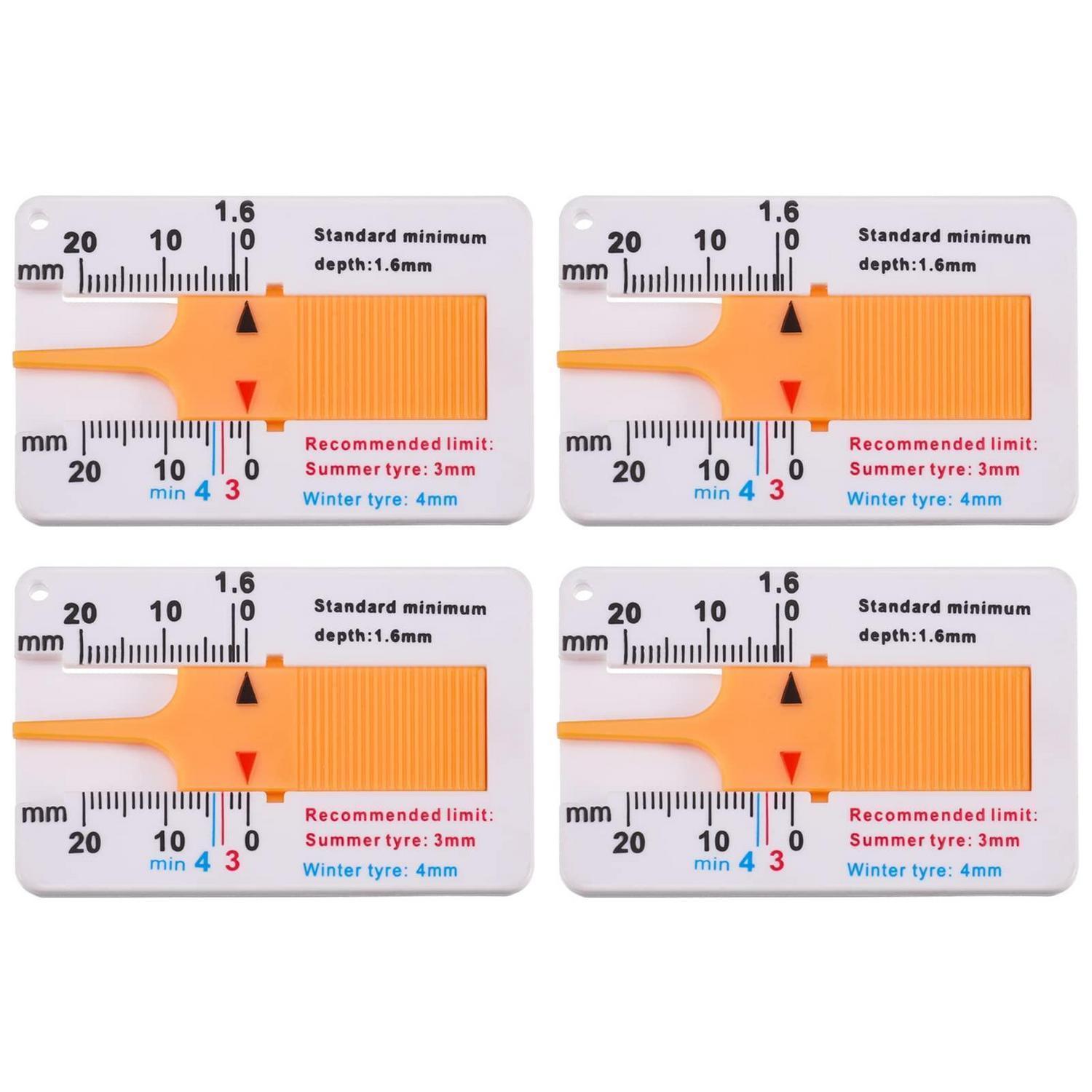4x Reifen Profiltiefenmesser 0-20mm Kunststoff Für Auto, Motorrad, Lkw