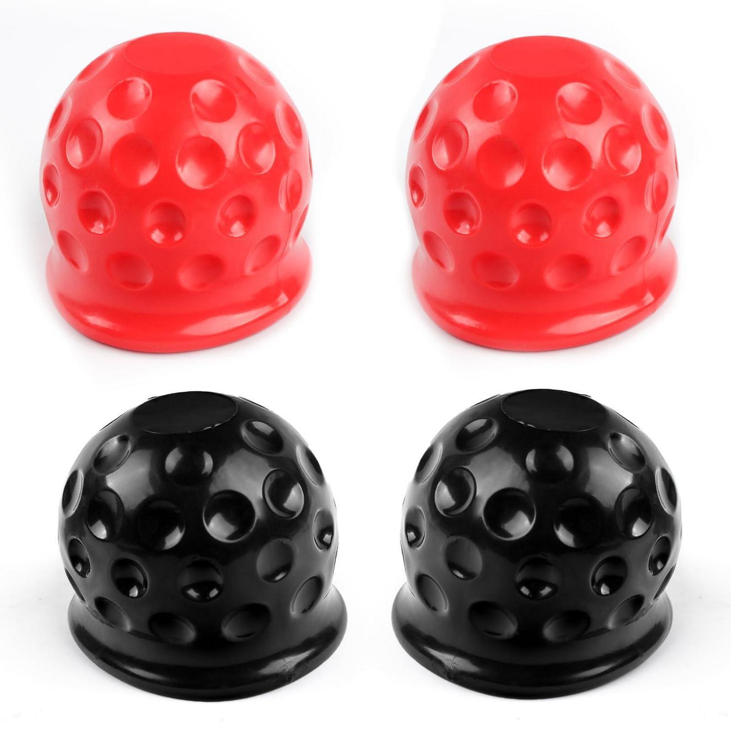 4x Anhängerkupplung Abdeckung 50mm Gummi Staubdicht Wasserdicht Kugelkopf Schutz Schwarz Rot