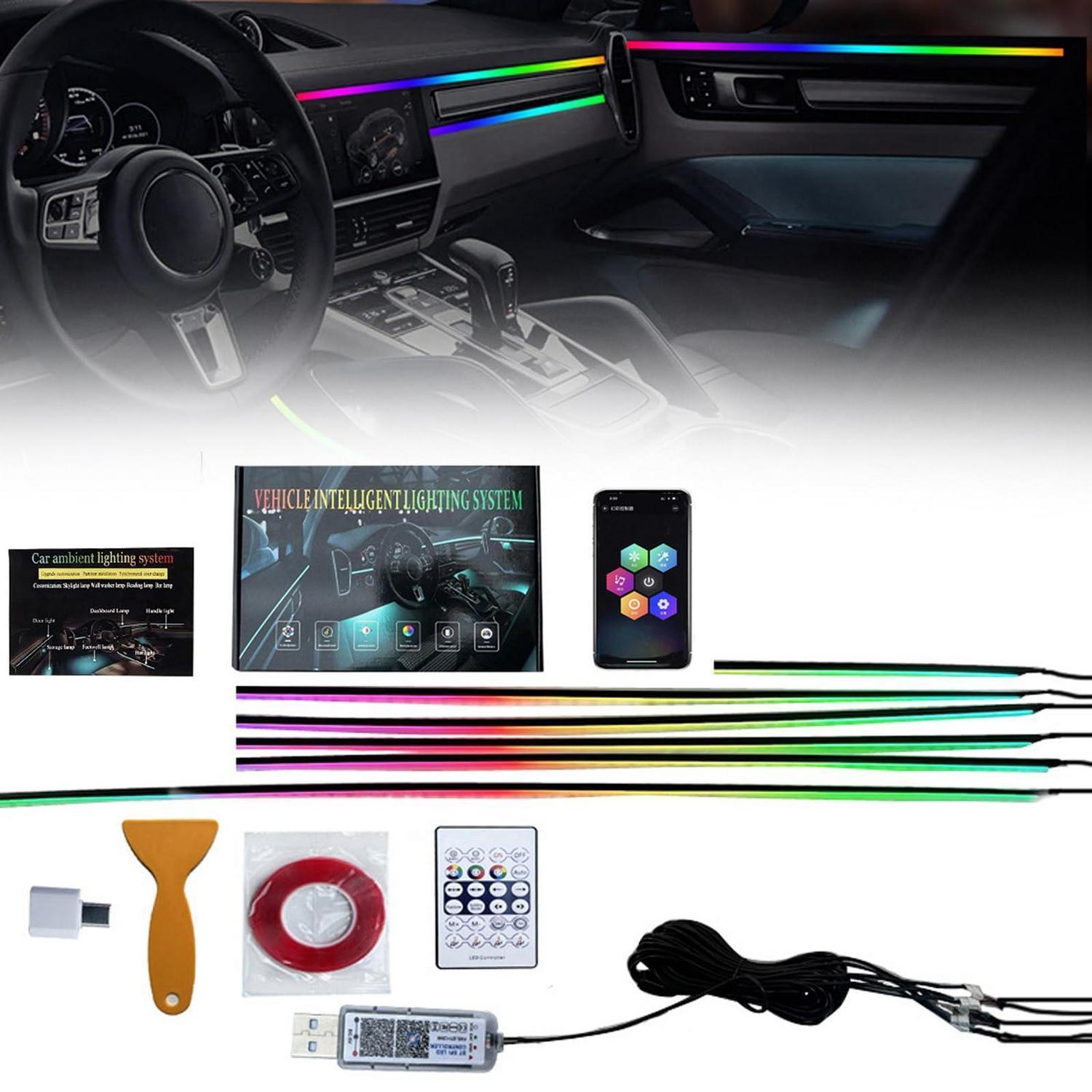 Auto Ambientebeleuchtung 6-in-1 Rgb Led Mit App & Fernbedienung