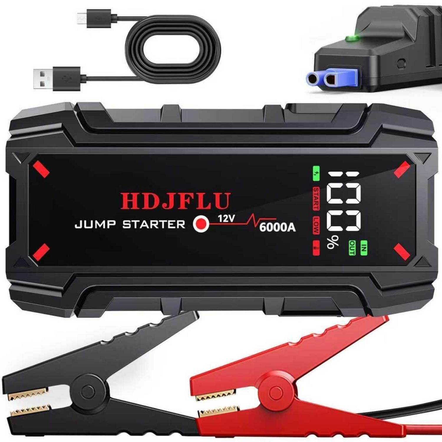 Starthilfe Powerbank 6000a Für Pkw, 12v Lithium Booster Für Benziner Bis 8.0l & Diesel Bis 6.0l