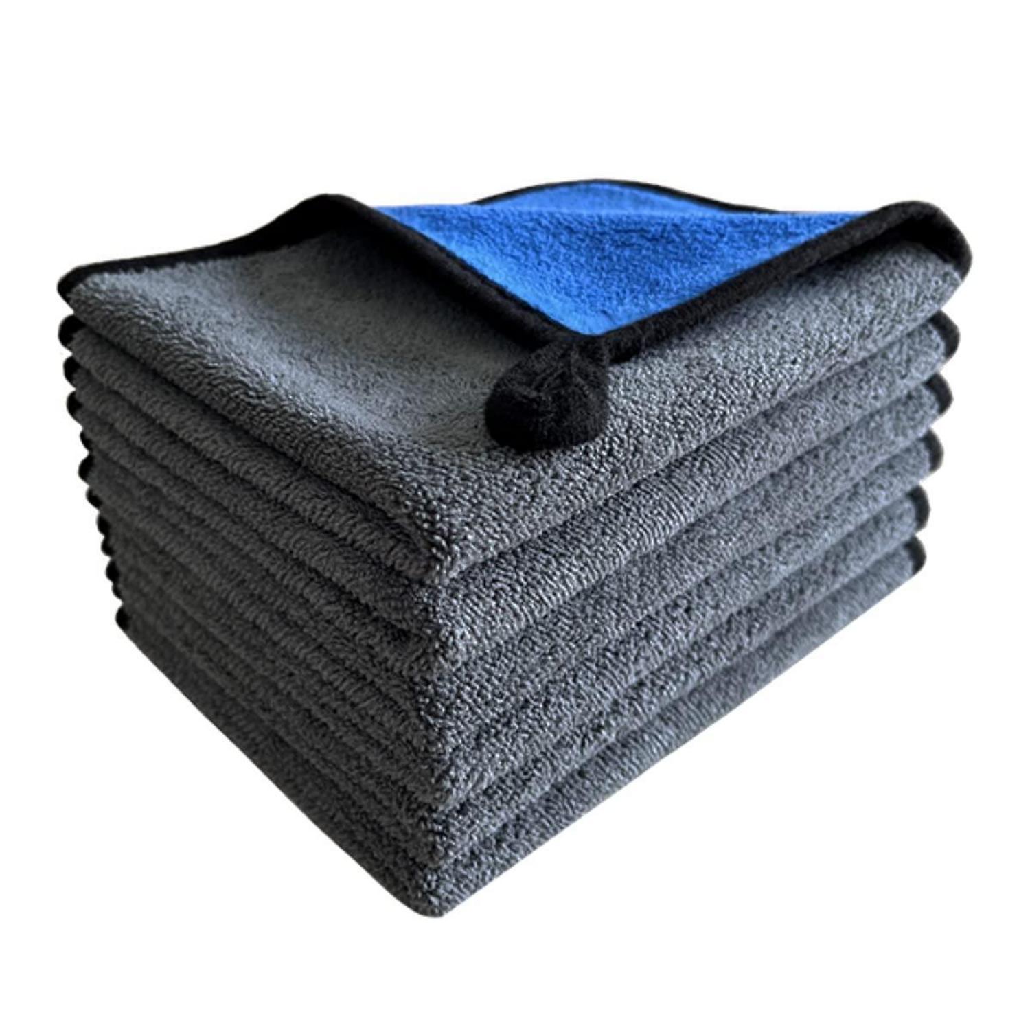 6er Set Mikrofasertücher 30x40cm, 550gsm, Blau, Weich & Fusselfrei