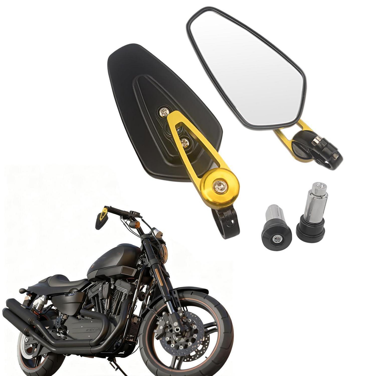 Motorrad Lenkerendenspiegel 22mm Gelb Stoßfest Wasserdicht Weitwinkel