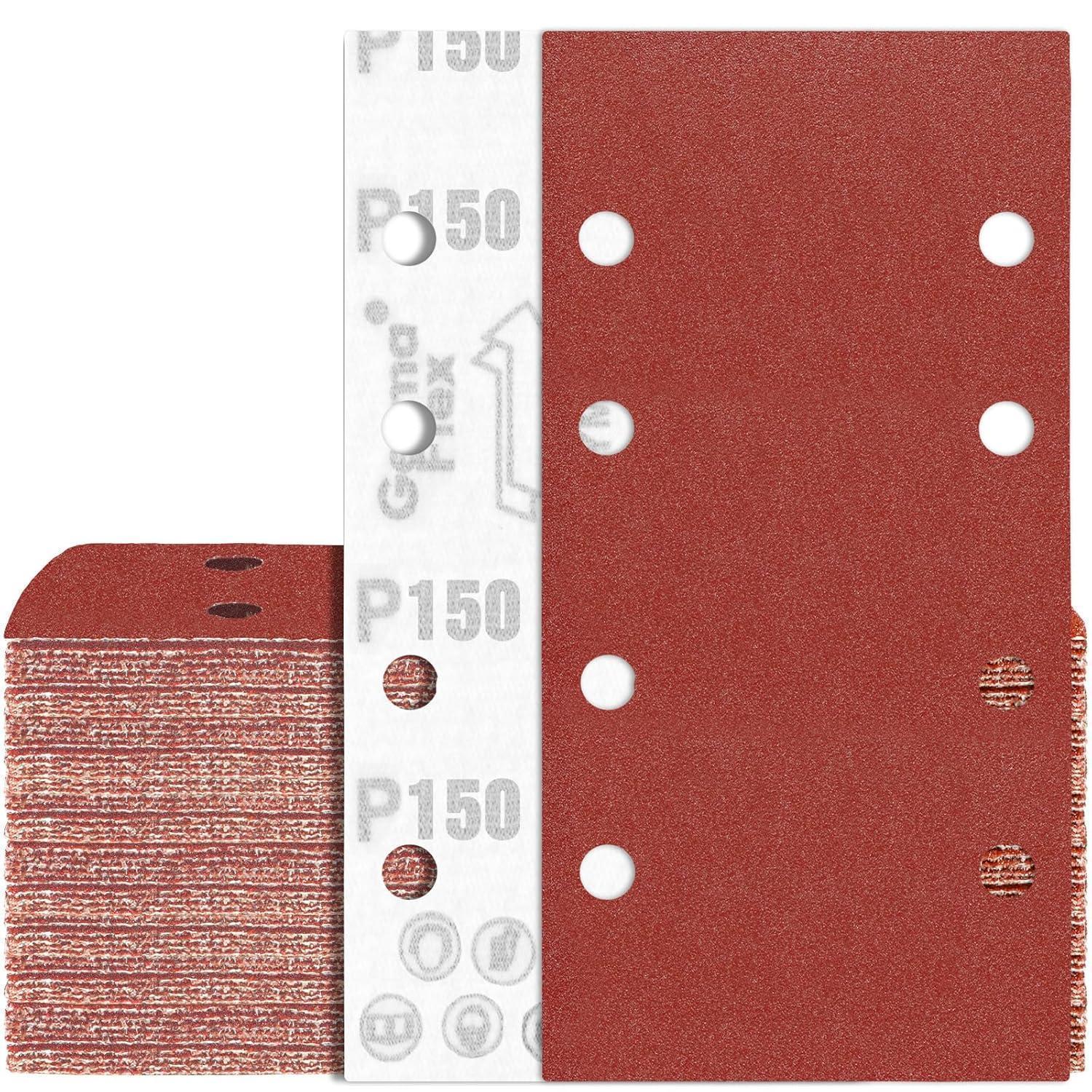 80x Schleifpapier 93x185 Mm P150 Klett 8-loch Für Schwingschleifer