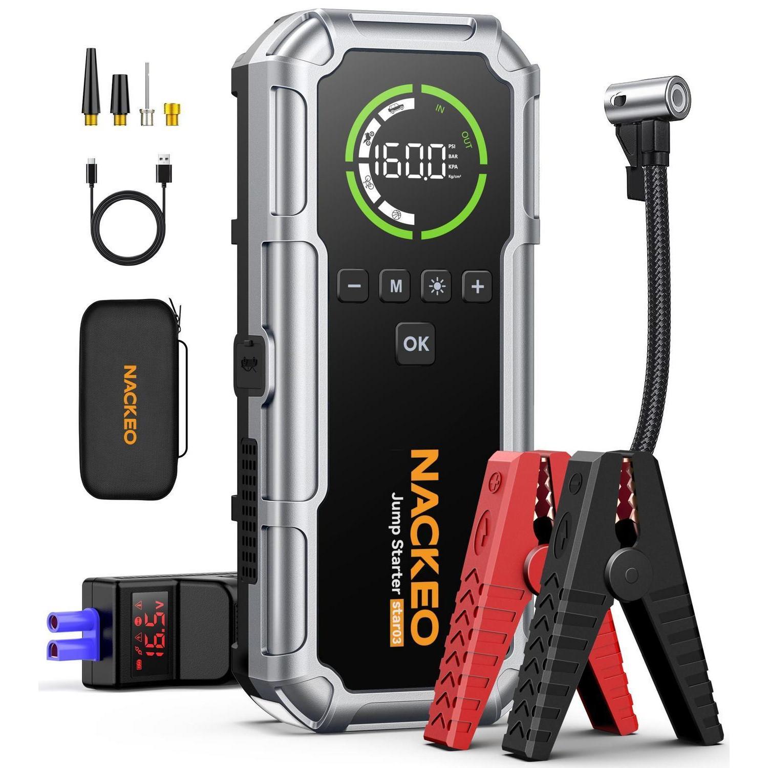 Starthilfe Powerbank Mit Kompressor 8000a, 20000mah, 160psi, Led-licht