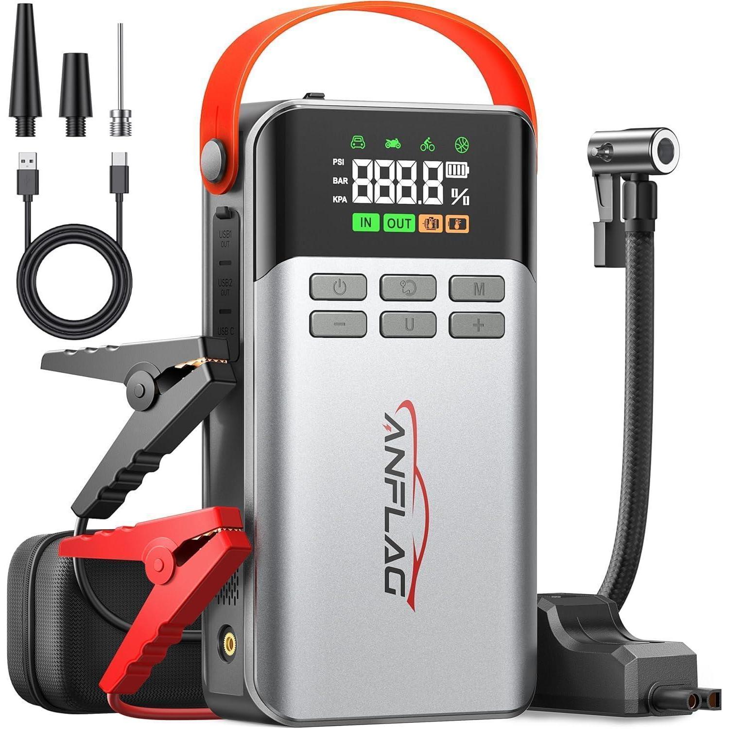 Starthilfe Powerbank Mit Kompressor 5500a Für Benzin- & Dieselmotoren, 150 Psi