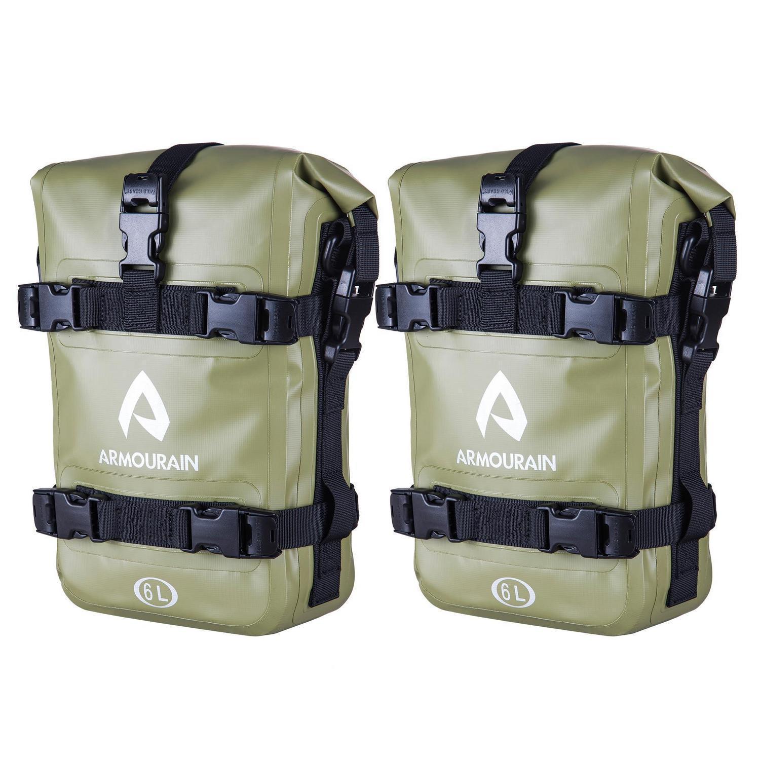 Motorrad Sturzbügeltaschen Set 2x6l Wasserdicht Armeegrün