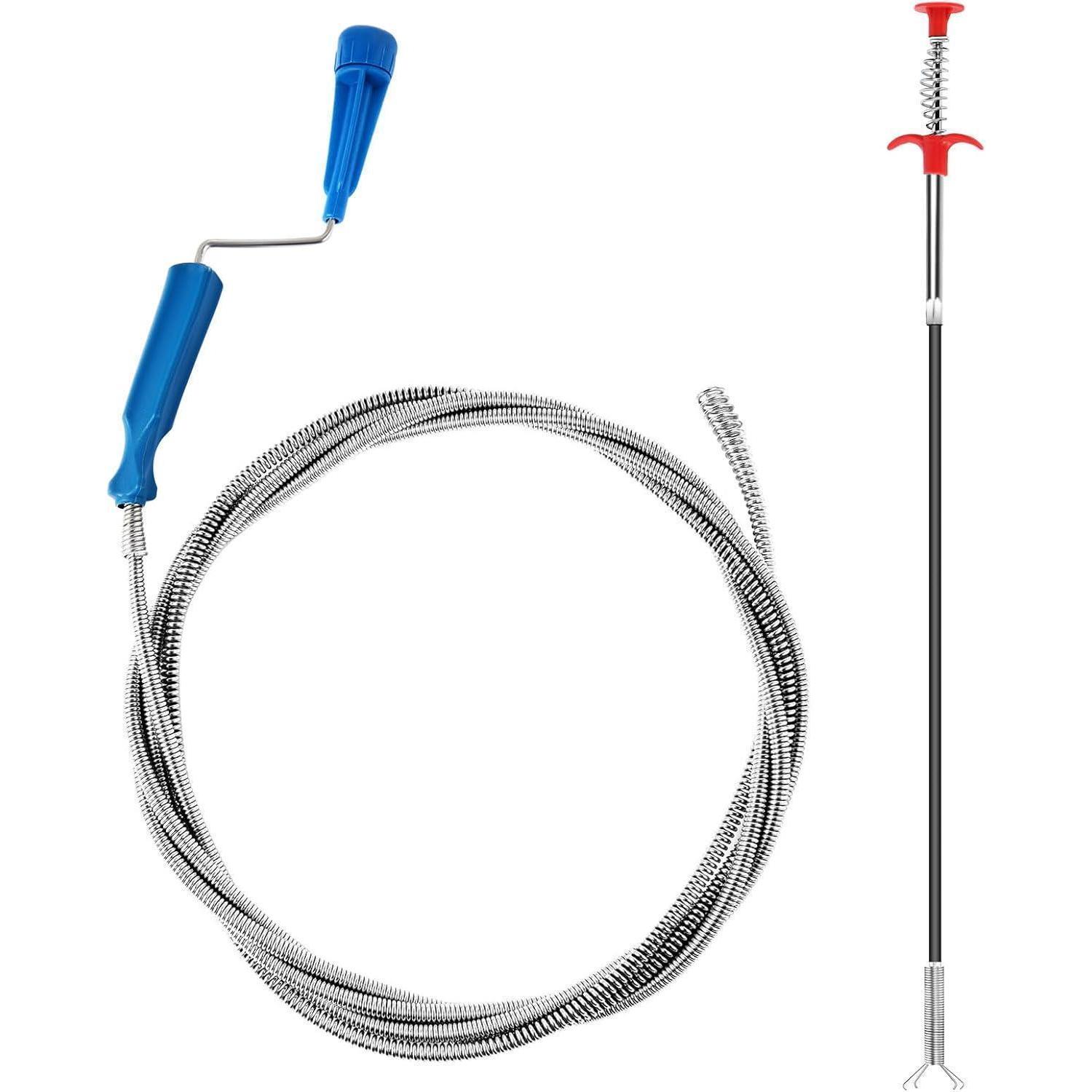 Abflussreiniger Set 2 Stück: 3m & 0.6m Rohrreinigungsspirale Mit Greifer