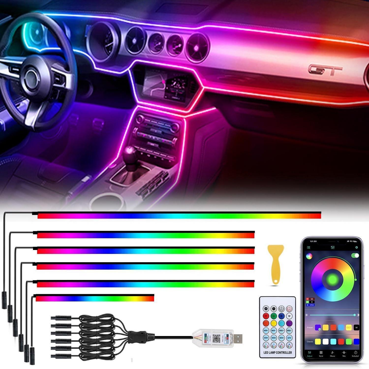Auto Ambientebeleuchtung 6-in-1 Rgb Led Innenbeleuchtung Mit App-steuerung
