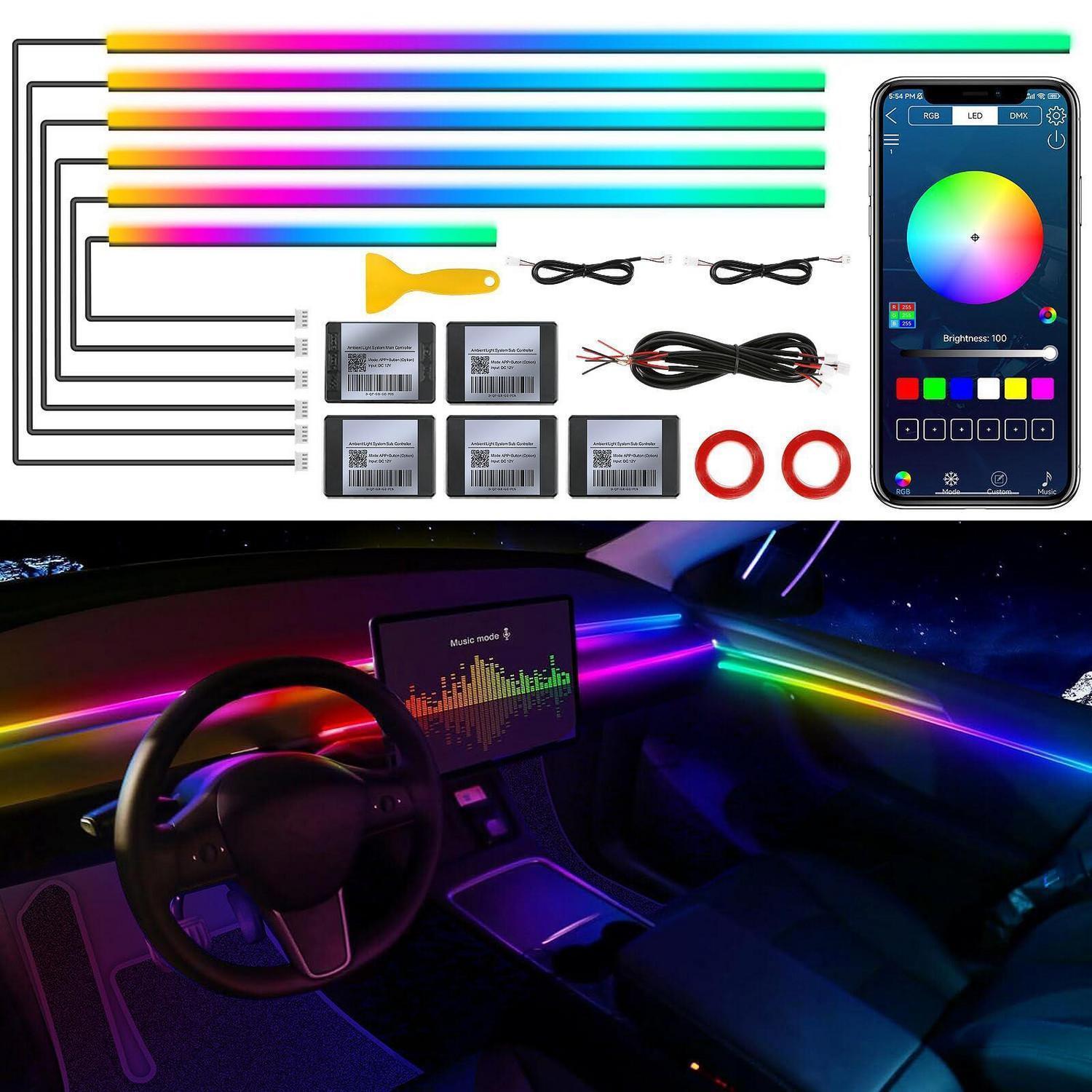 Auto Led Ambient Licht Kit Mit App-steuerung, Rgb Dreamcolor Musik-sync
